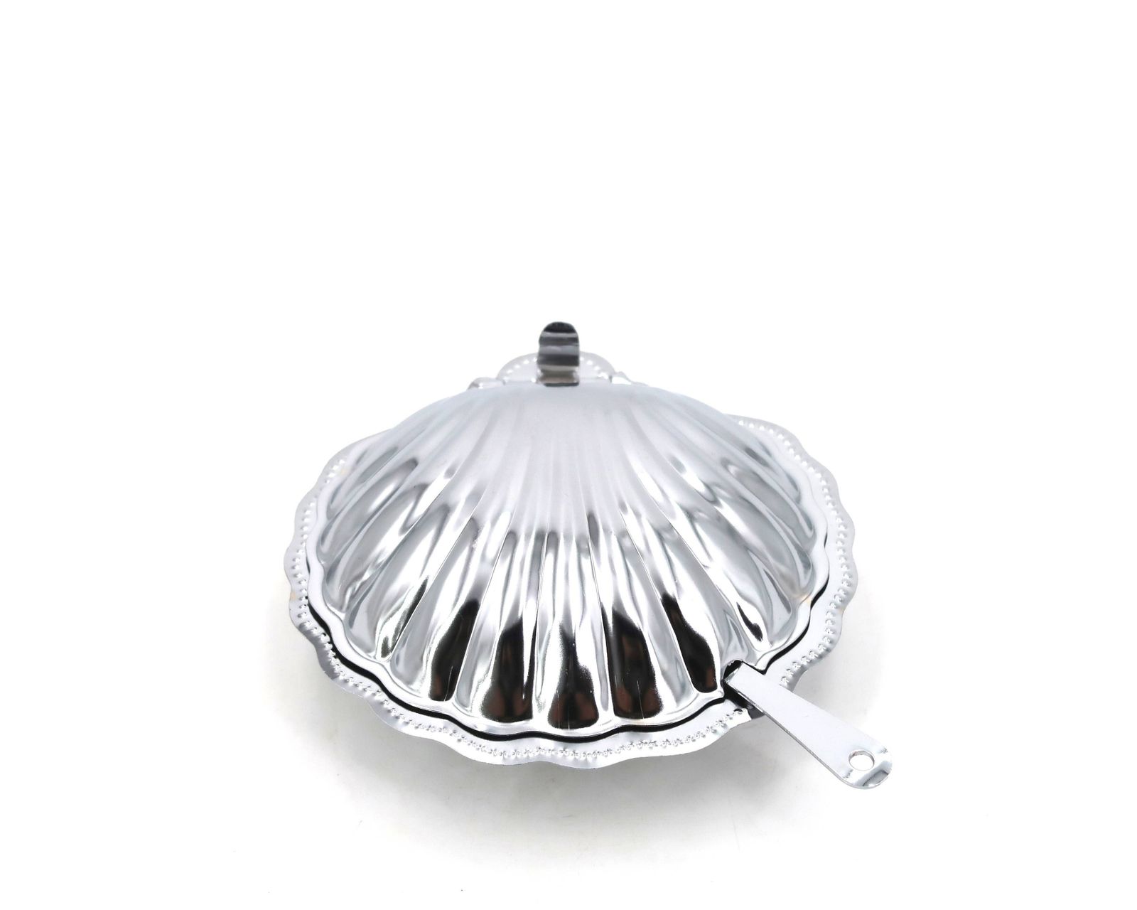 Silver Plated Metal And Glass Shell Shaped Butter Dish With Its Knife. photo furniture