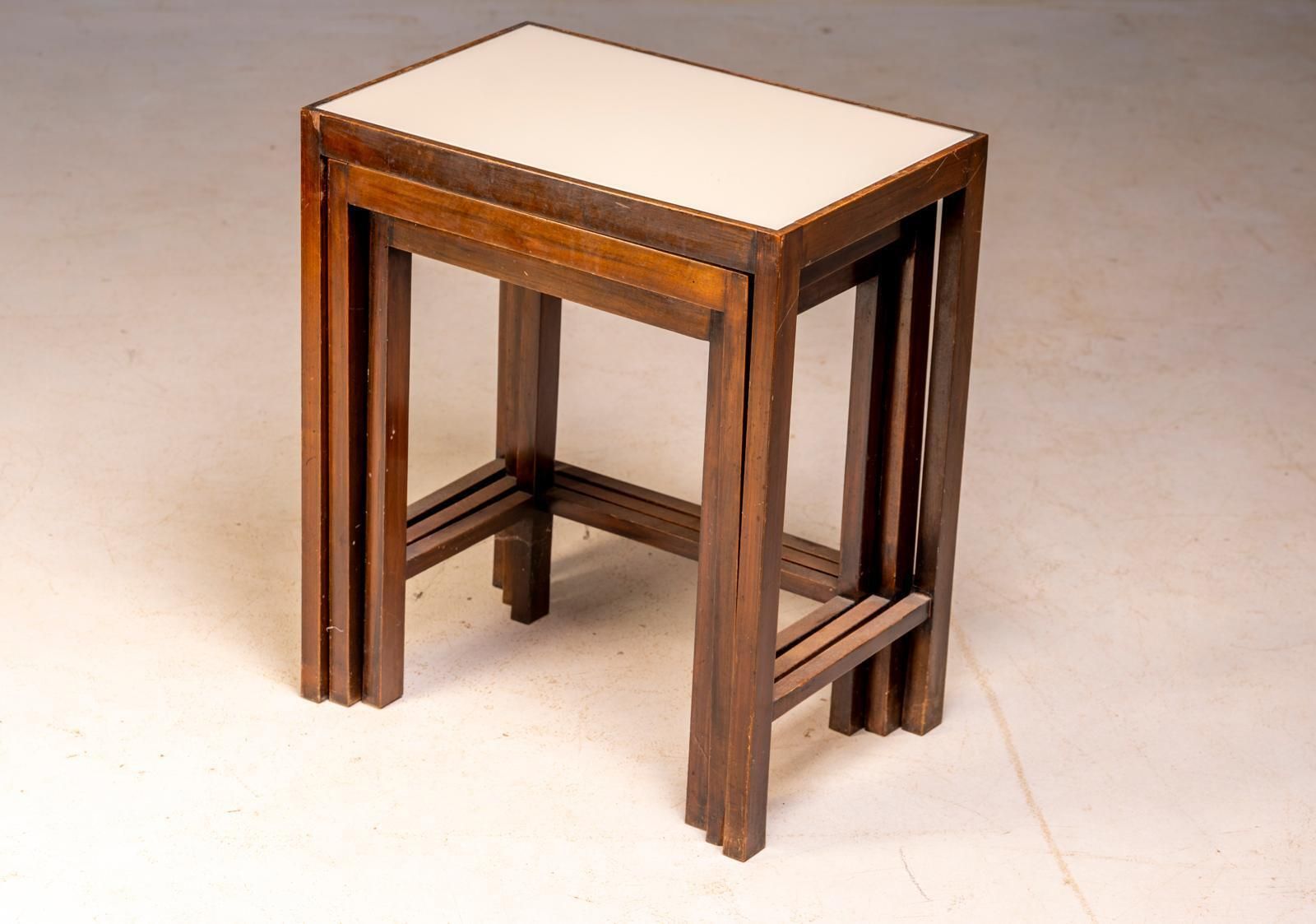 Art Deco Nesting Tables, Set Of 3, Mid 20th Century, Czechoslovakia, 70 × 60.50 × 40 Cm photo 1599.0