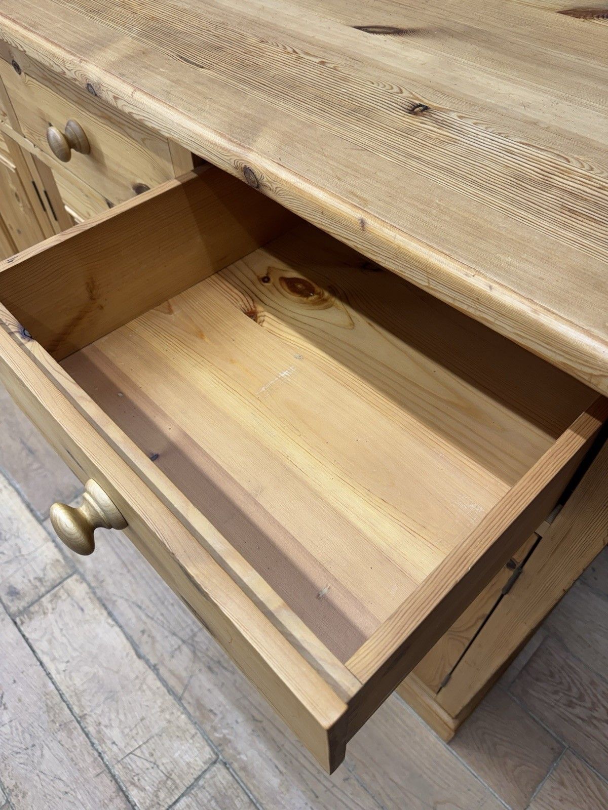 Large Solid Pine Kitchen Sideboard 4 Door 4 Drawer Rustic Farmhouse photo for sale