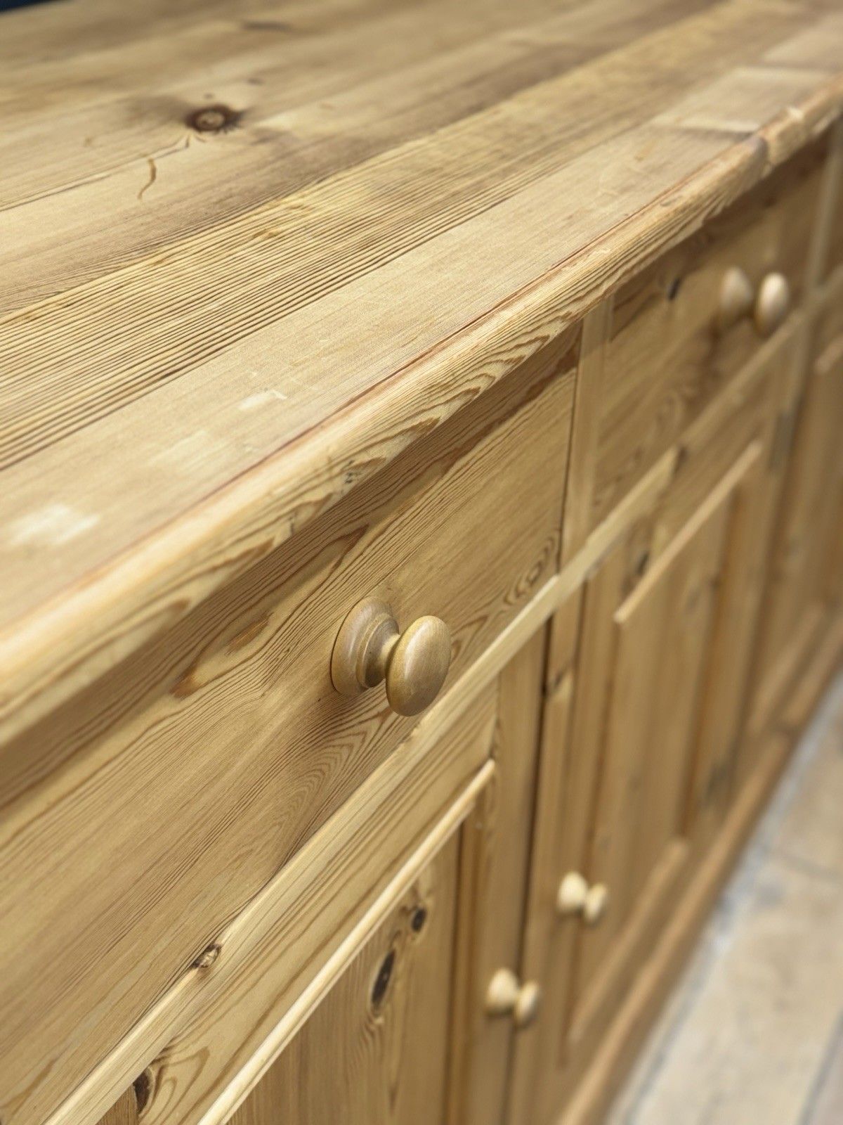 photo buy Large Solid Pine Kitchen Sideboard 4 Door 4 Drawer Rustic Farmhouse