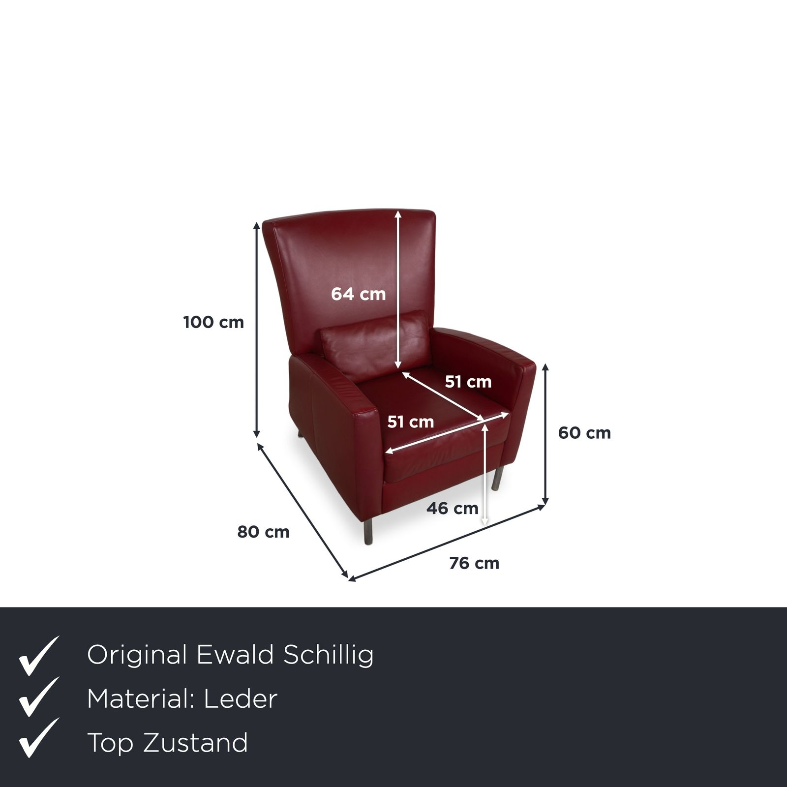 Ewald Schillig Leather Armchair Red Bordeaux photo furniture