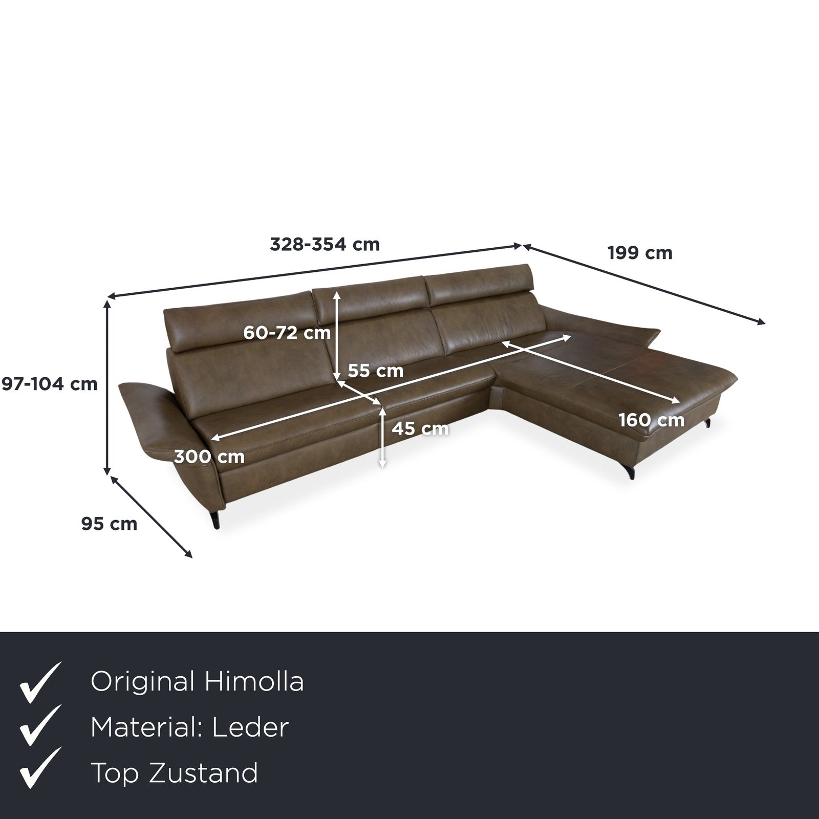 Canapé d'angle Himolla Velden 8372 en cuir vert, fonction manuelle photo furniture