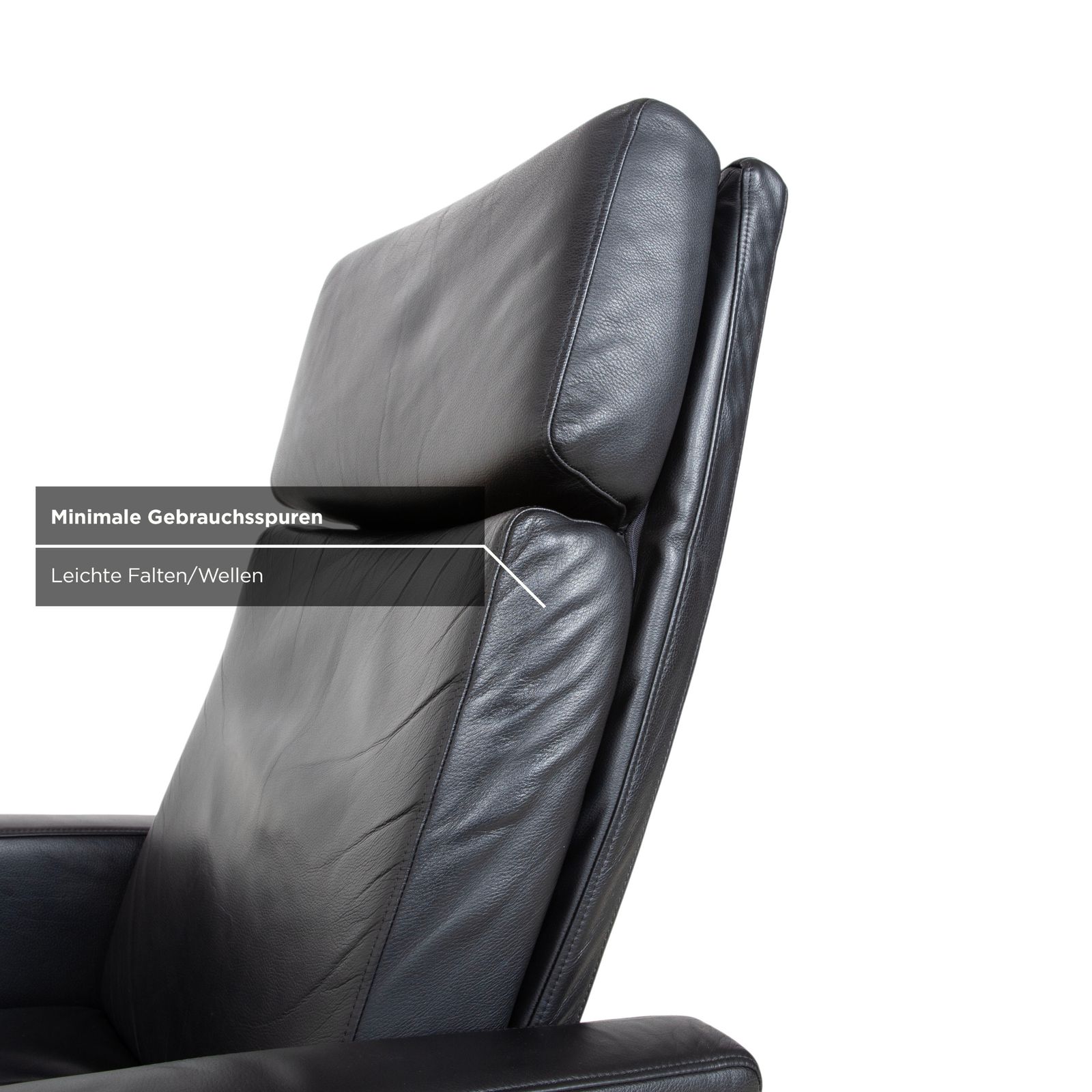 Fauteuil Rolf Benz EGO en cuir noir, dossier haut, fonction manuelle photo vintage