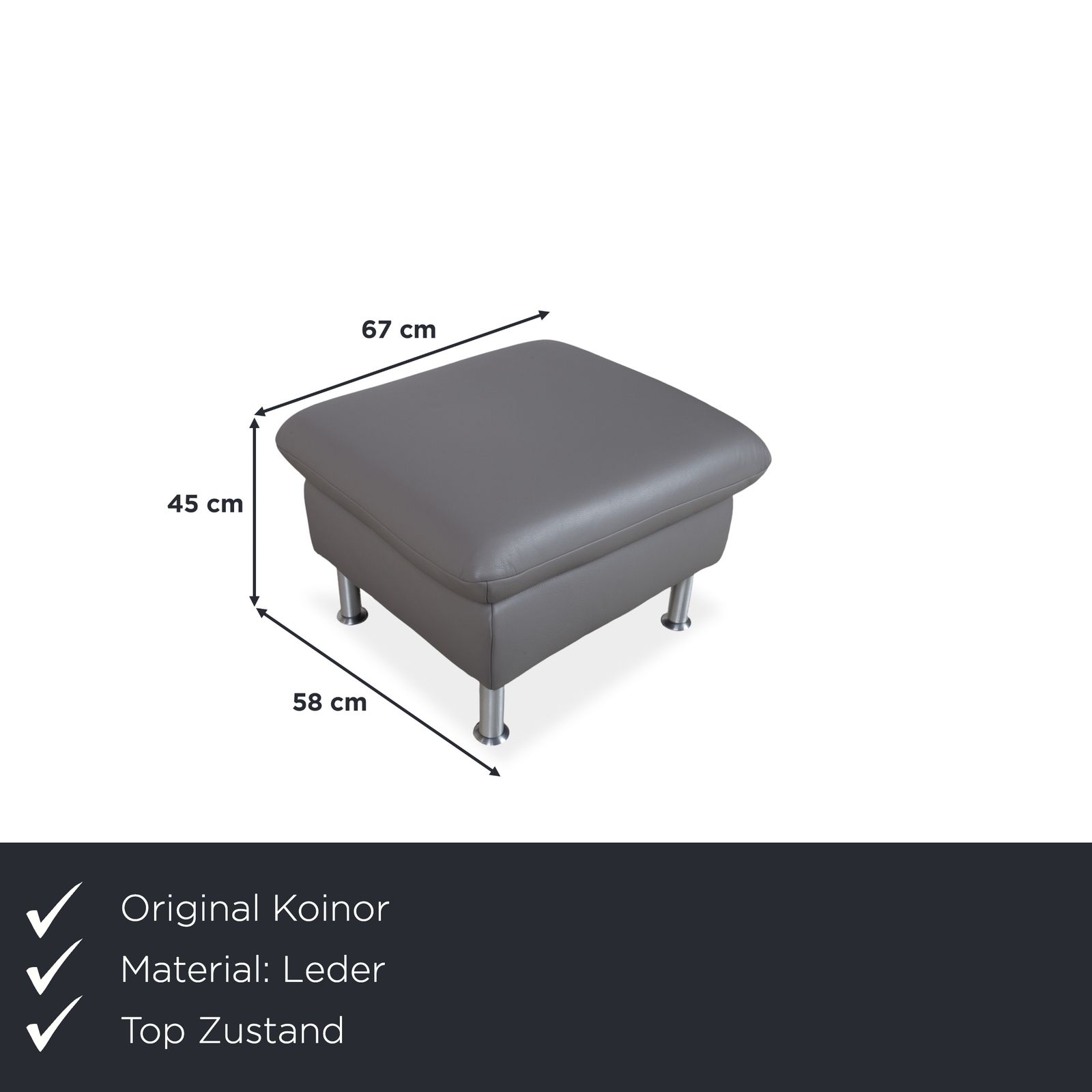 Repose-pied Koinor Elena en cuir gris photo furniture