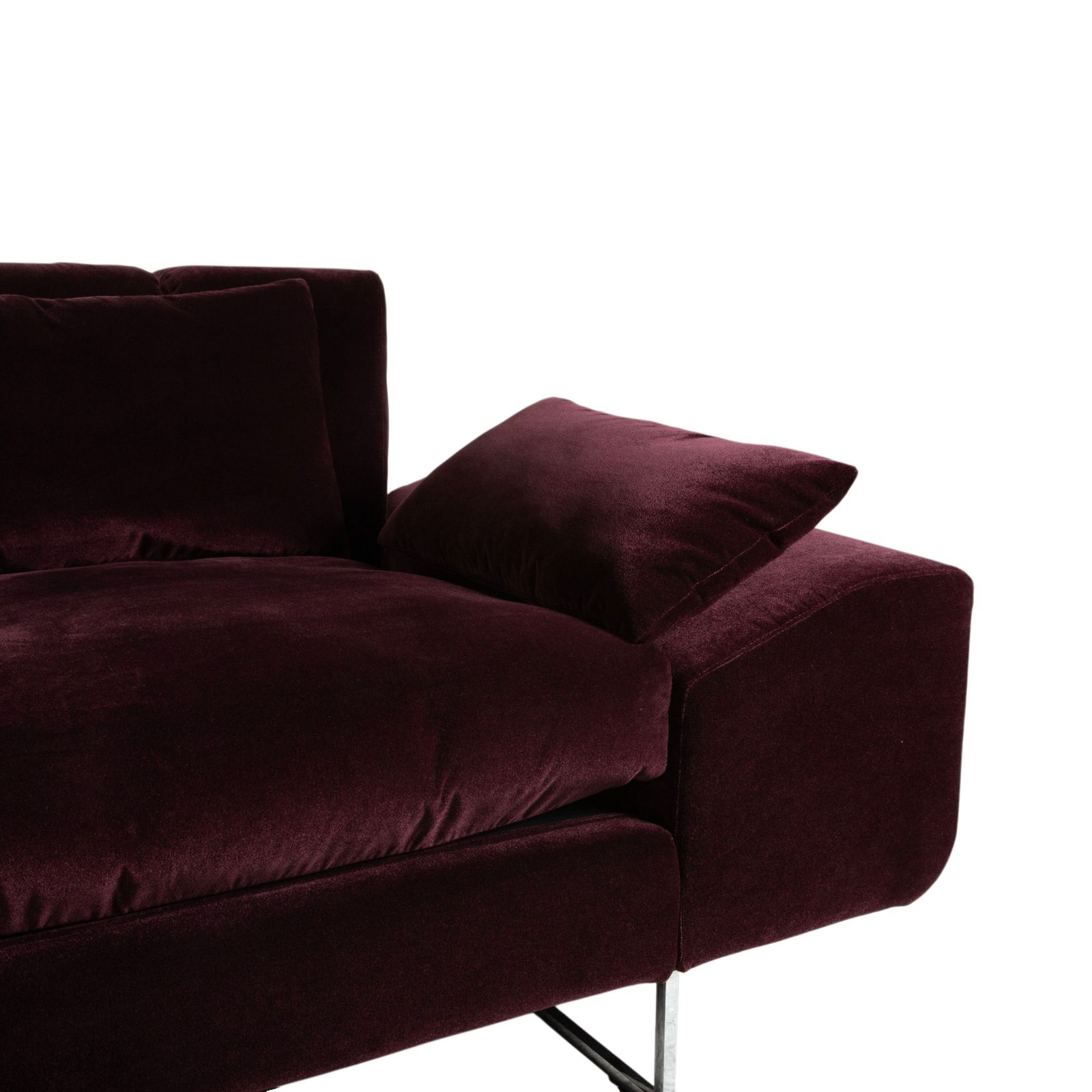Brühl Embrace driezitsbank, velours fluweel, chroom, violet, aubergine, paars, manuele functie photo Meubels