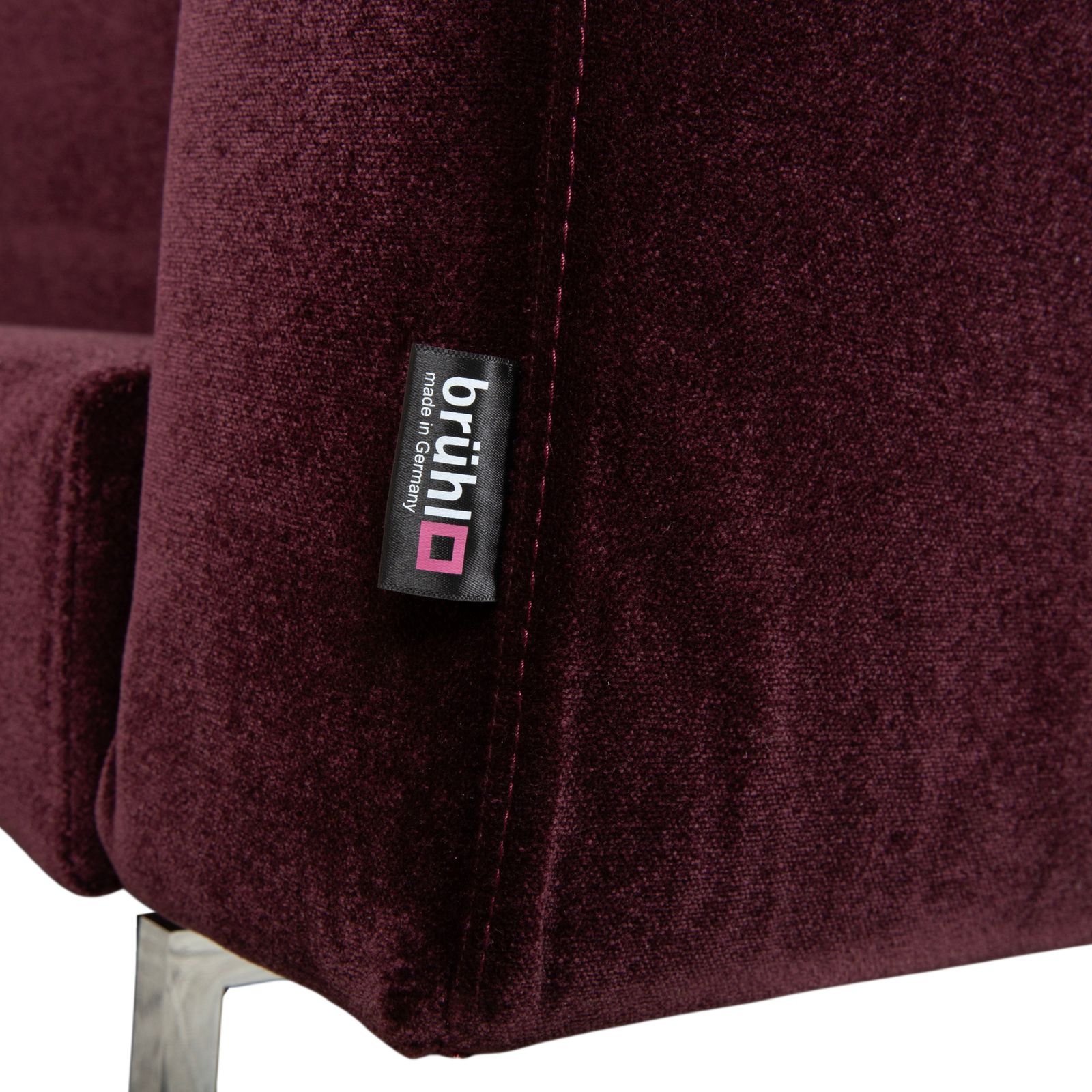 Brühl Embrace driezitsbank, velours fluweel, chroom, violet, aubergine, paars, manuele functie photo vintage
