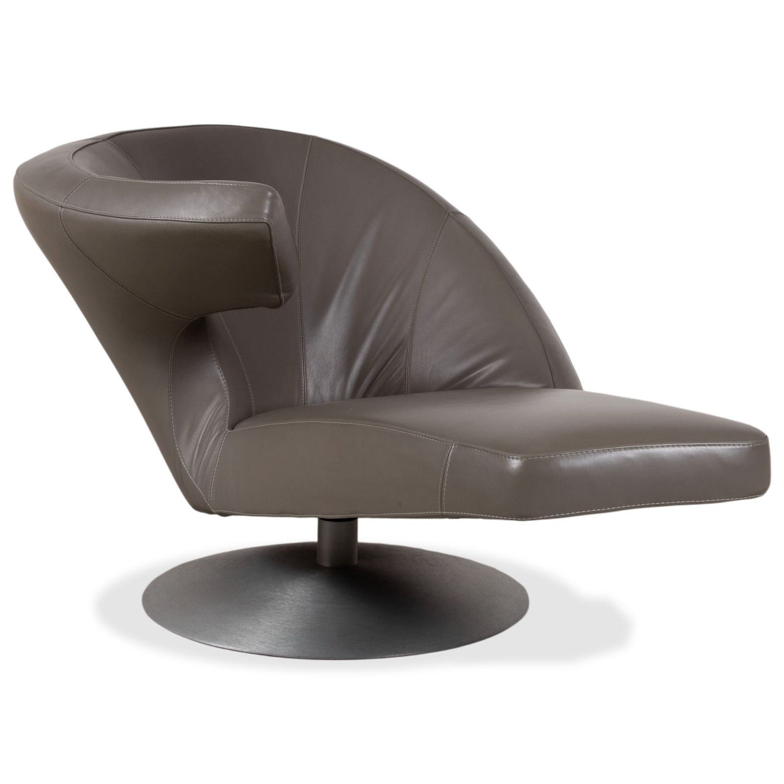 Fauteuil pivotant Leolux Parabolica en cuir gris