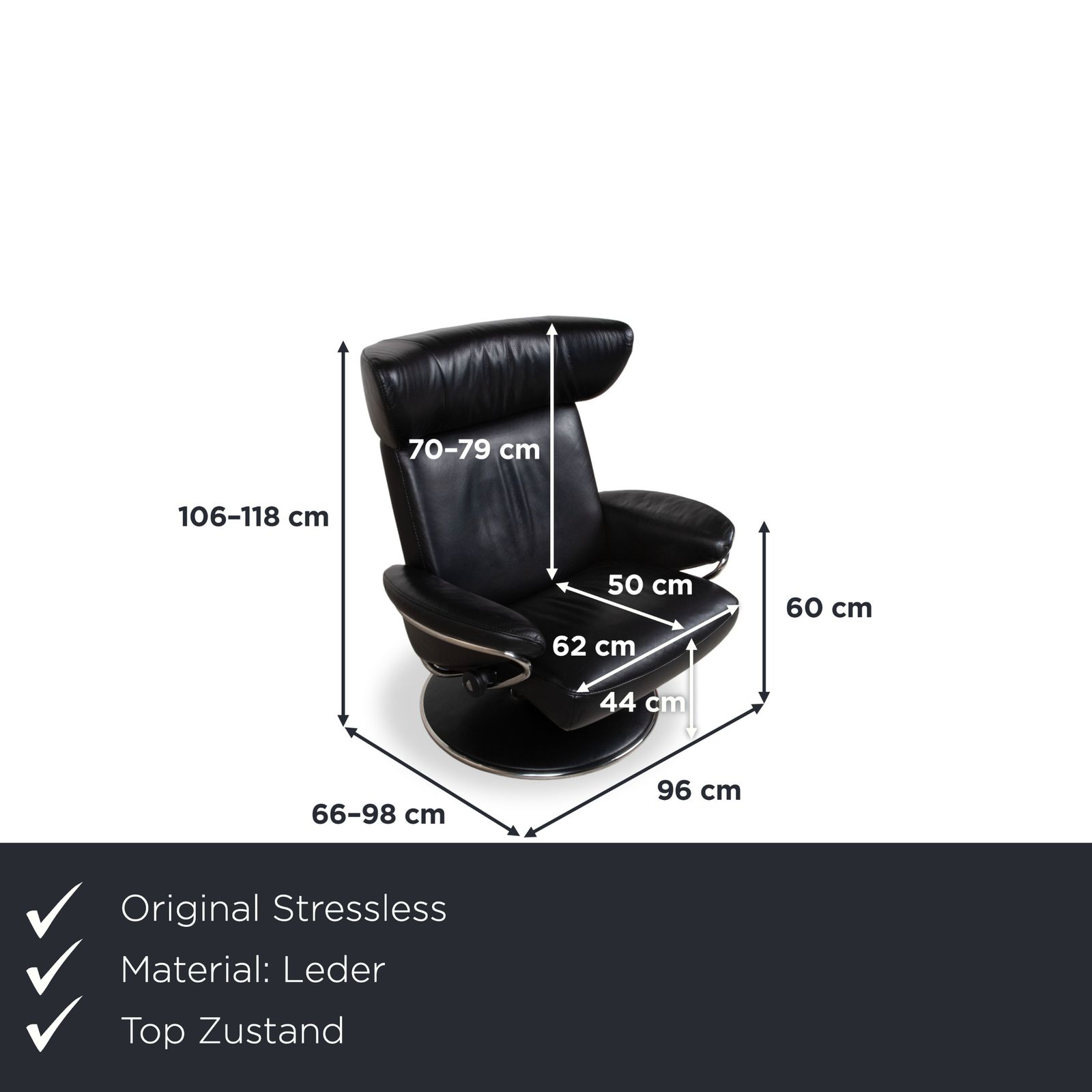 Fauteuil inclinable Stressless Jazz en cuir noir, taille L, fonction inclinable photo furniture