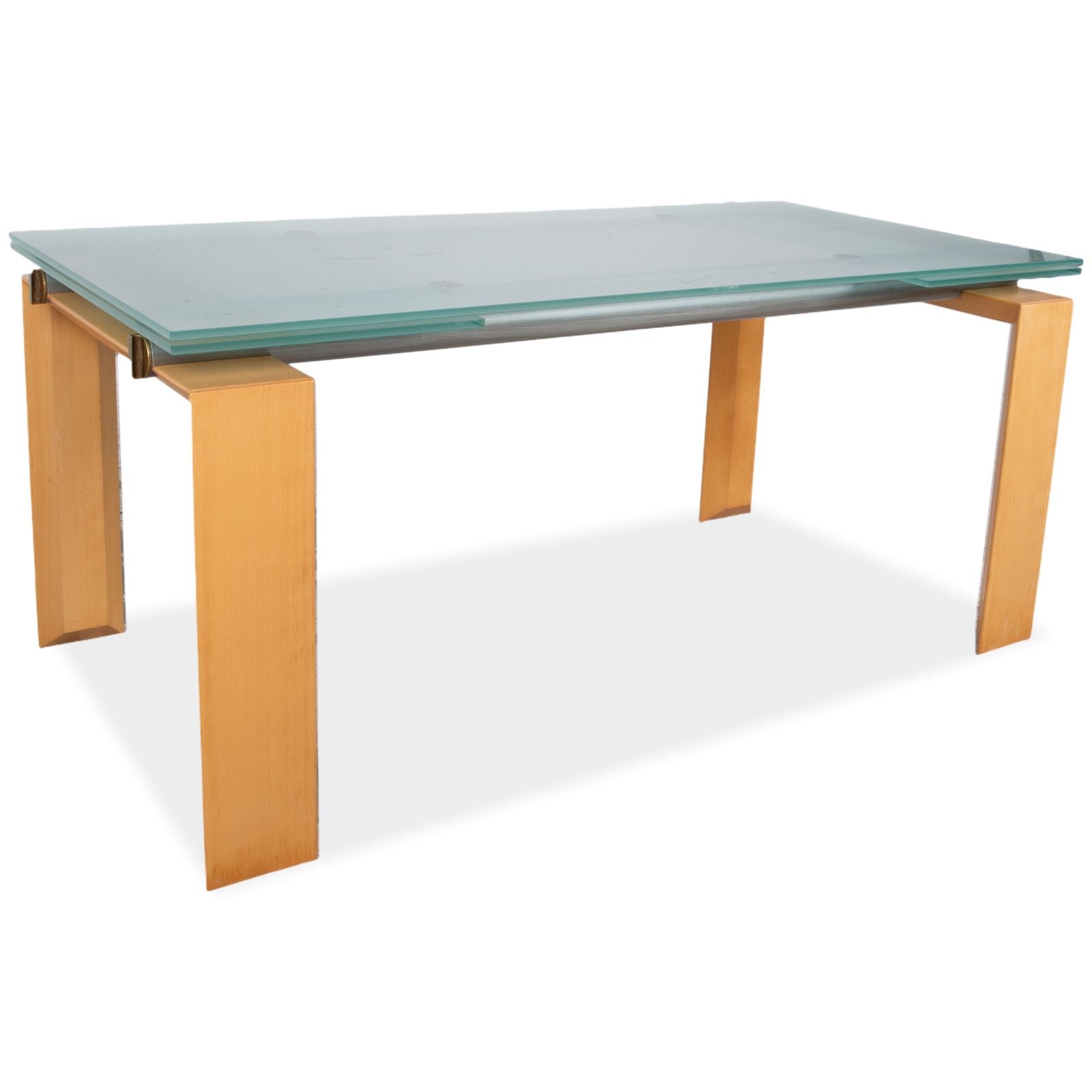Table à manger Desalto Stilt en bois et verre, fonction d'extension manuelle