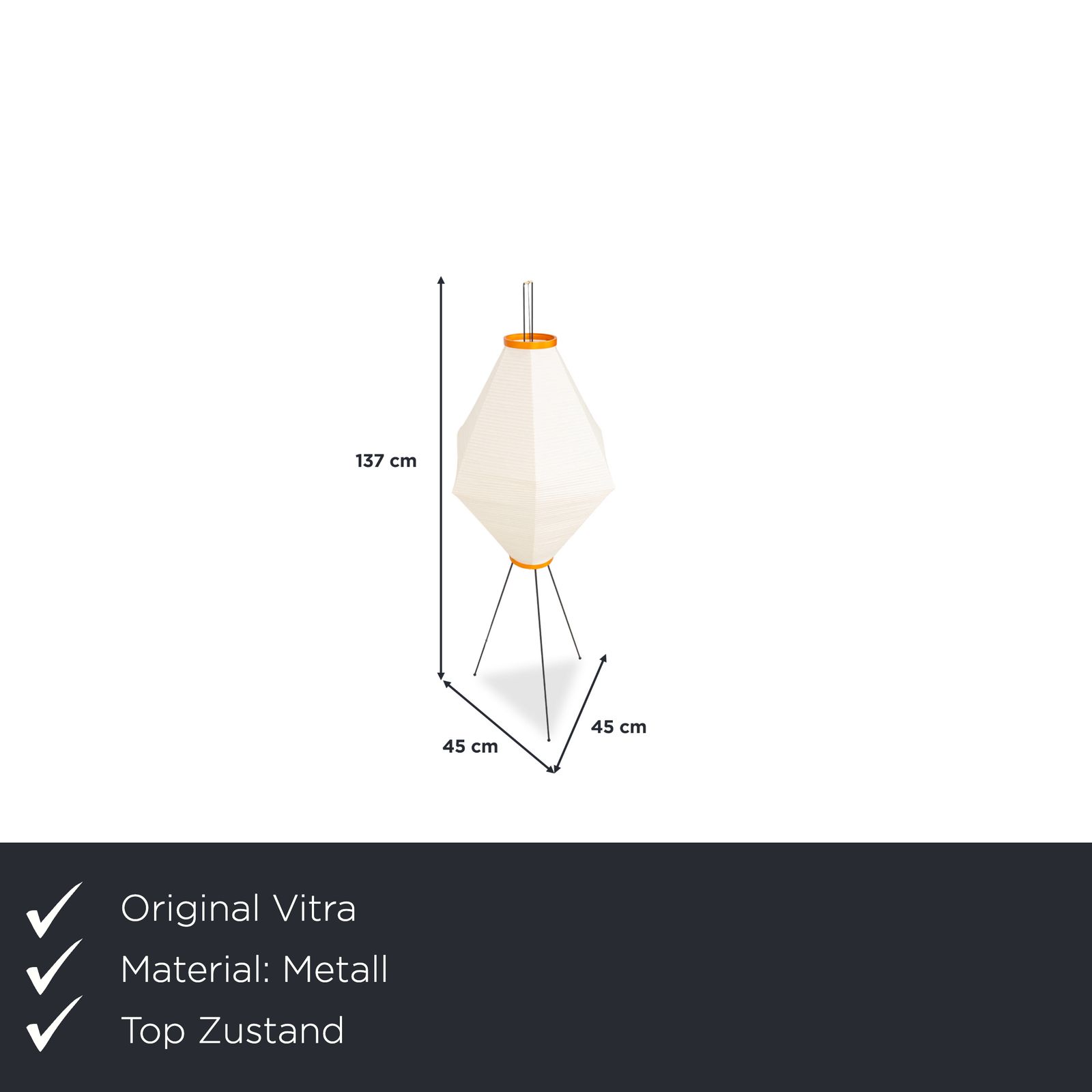 Lampe de sol Vitra Akari en papier, crème et noir photo furniture