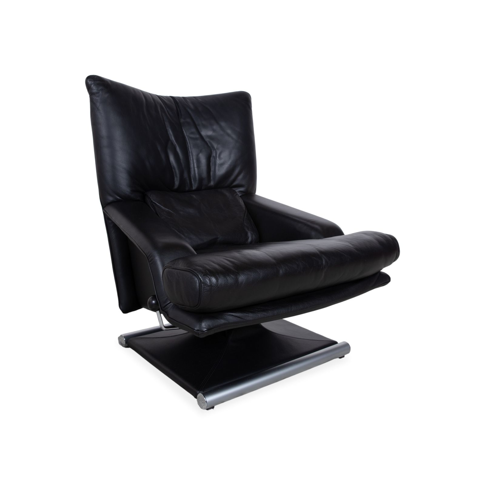 Ensemble fauteuil Rolf Benz 6500 en cuir noir, métal noir photo for sale