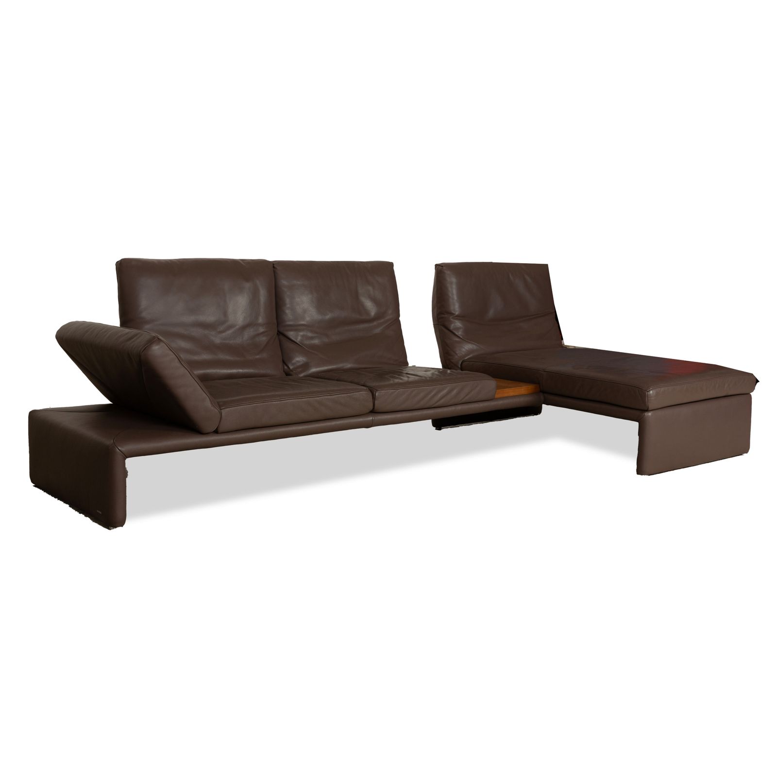Canapé d'angle Koinor Raoul en cuir, marron gris
