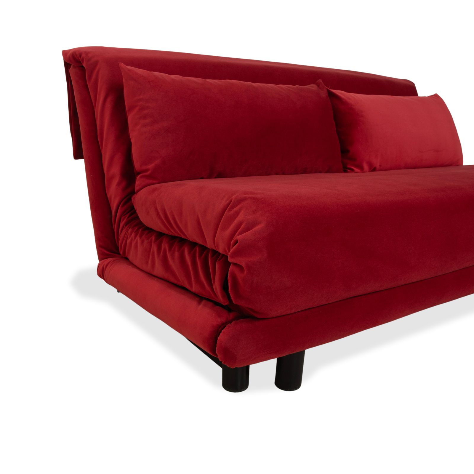 Ligne Roset Multy driezitter, rode stof, zwart frame, manuele slaapfunctie, opnieuw bekleed photo vintage