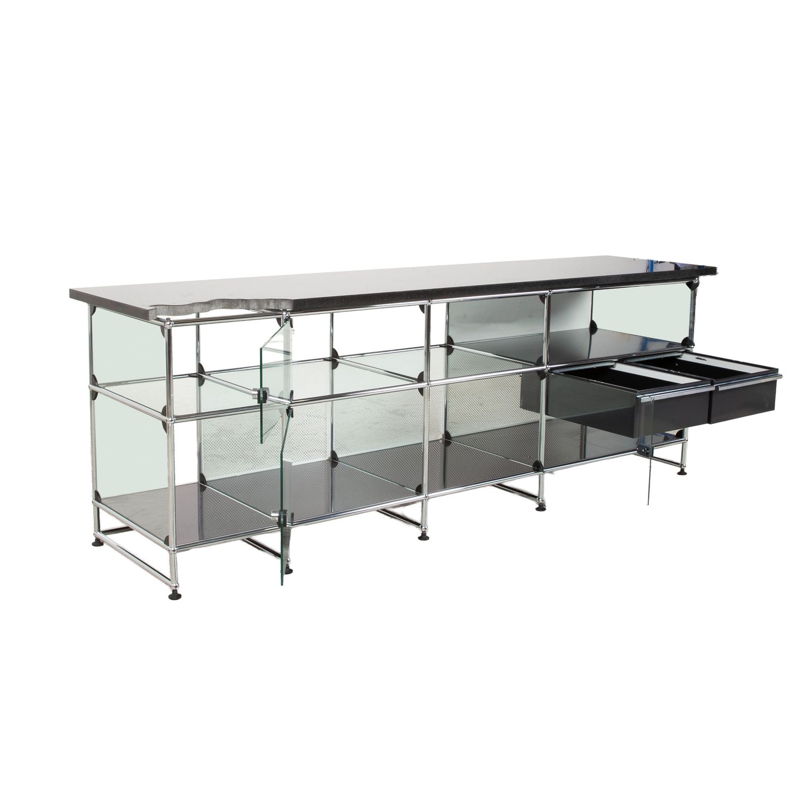 Buffet USM Haller noir, plateau en granit sur mesure photo for sale