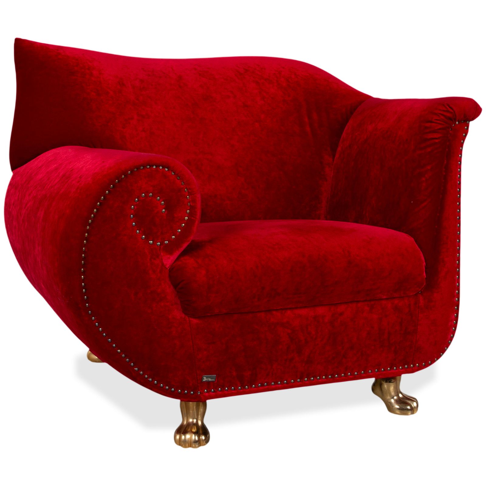 Fauteuil Bretz Gaudi en velours rouge