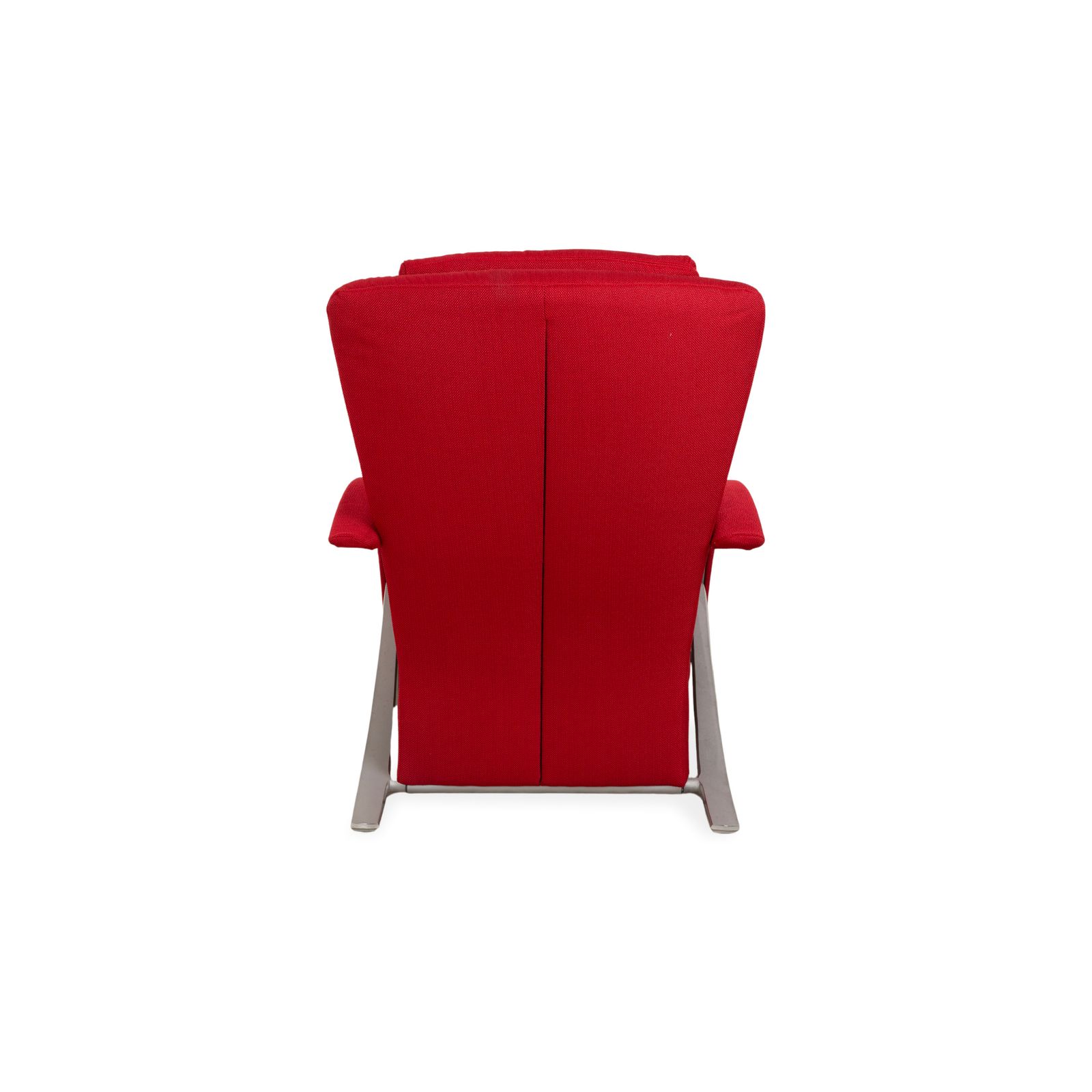 Mobilier Fauteuil Rolf Benz 3100 en tissu rouge et argent, fonction manuelle, retapissé photo