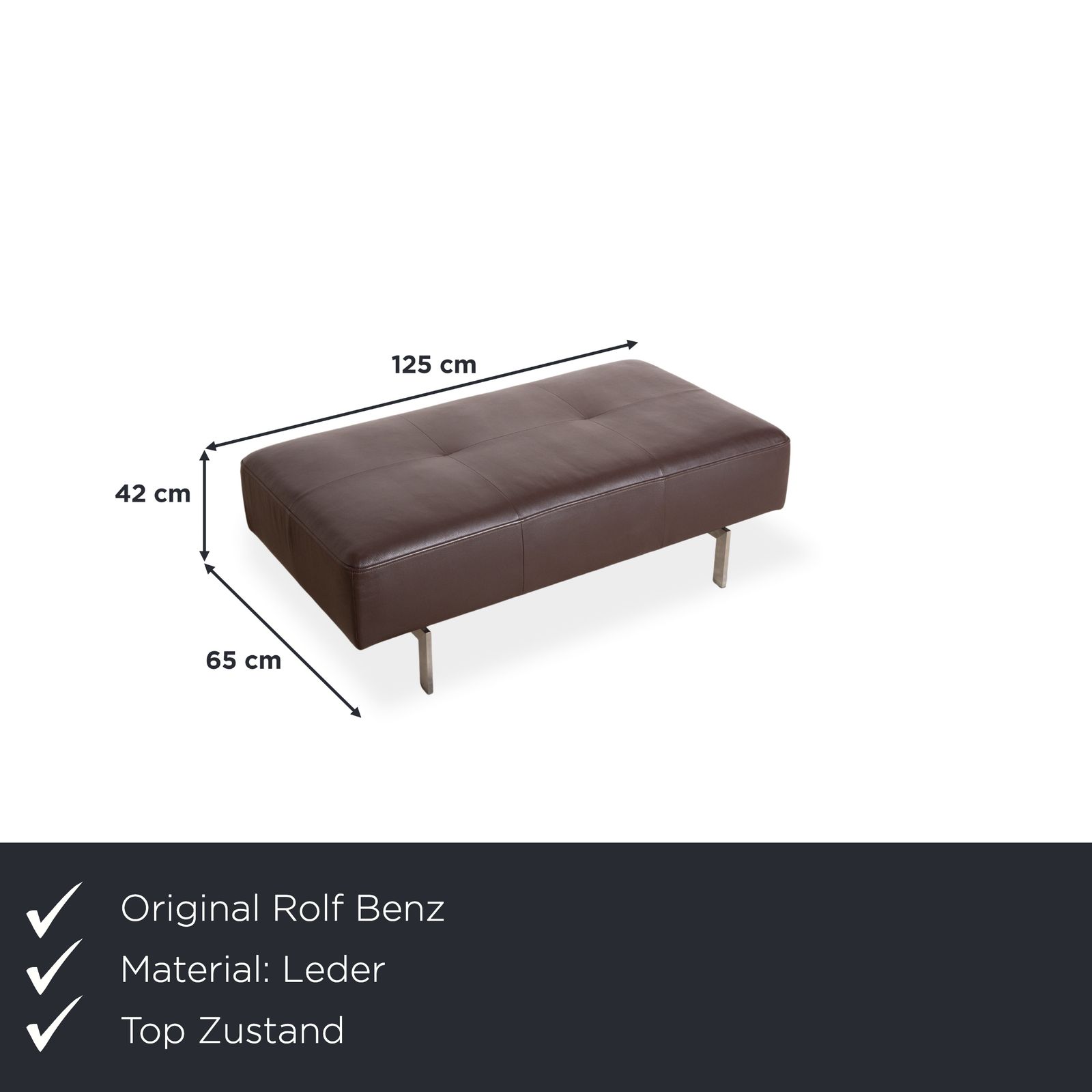 Tabouret Rolf Benz Dono 6100 en cuir marron photo furniture