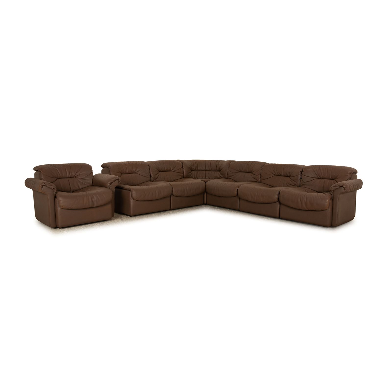 De Sede Ds 14 Leather Sofa Set Brown Taupe