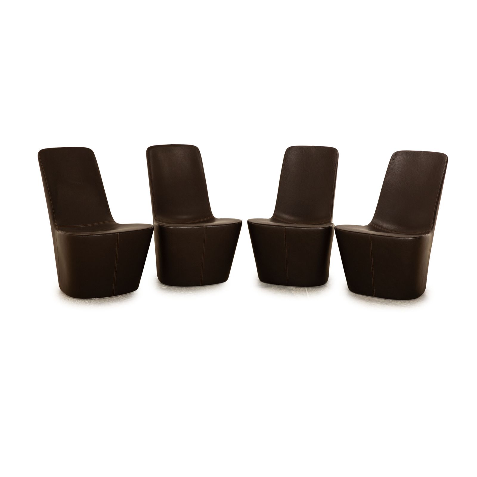 Ensemble de fauteuils Vitra Monopod en cuir marron foncé