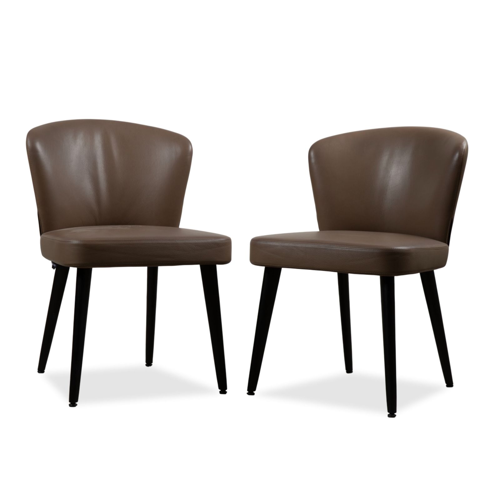 Chaise de salle à manger Minotti Aston en cuir marron