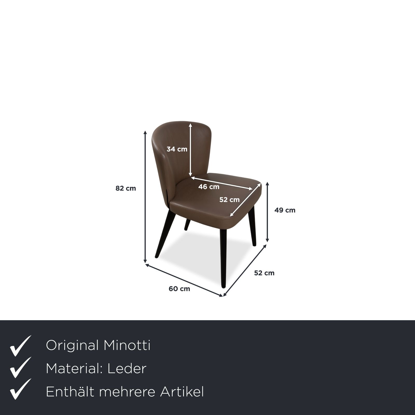 Chaise de salle à manger Minotti Aston en cuir marron photo furniture
