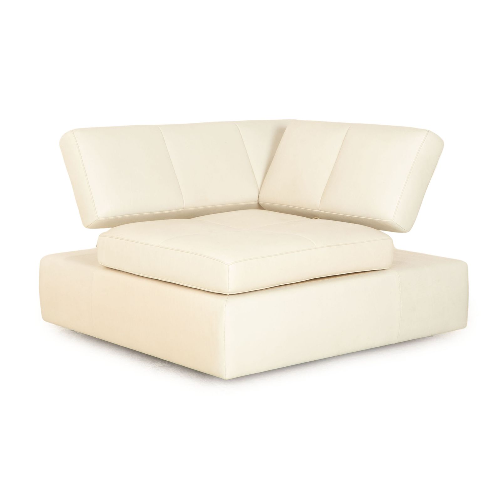 Fsm Square Up Leather Set Two Seater 2x Armchairs White Cream Beige Manual Function photo vinterior