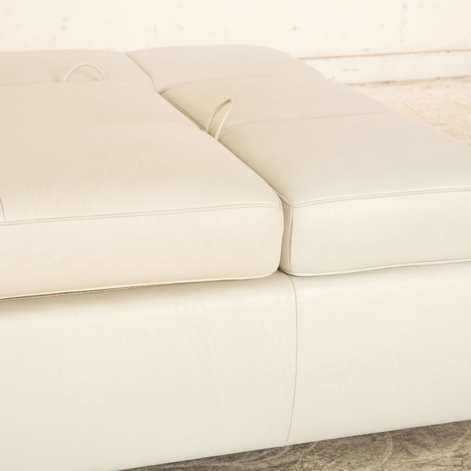 Meubels Fsm Square Up Leather Set Two Seater 2x Armchairs White Cream Beige Manual Function photo