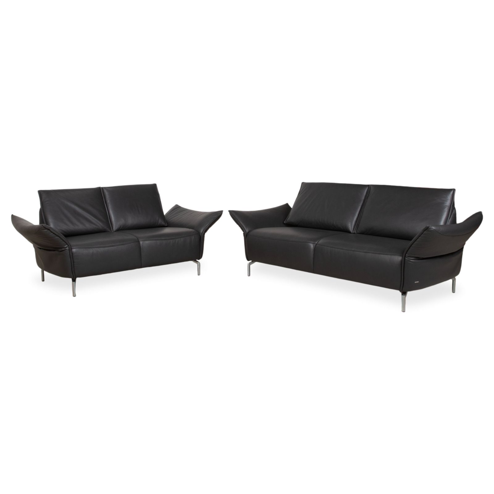 Koinor Vanda Set 2x Two Seater Leather Sofa Anthracite Manual Function