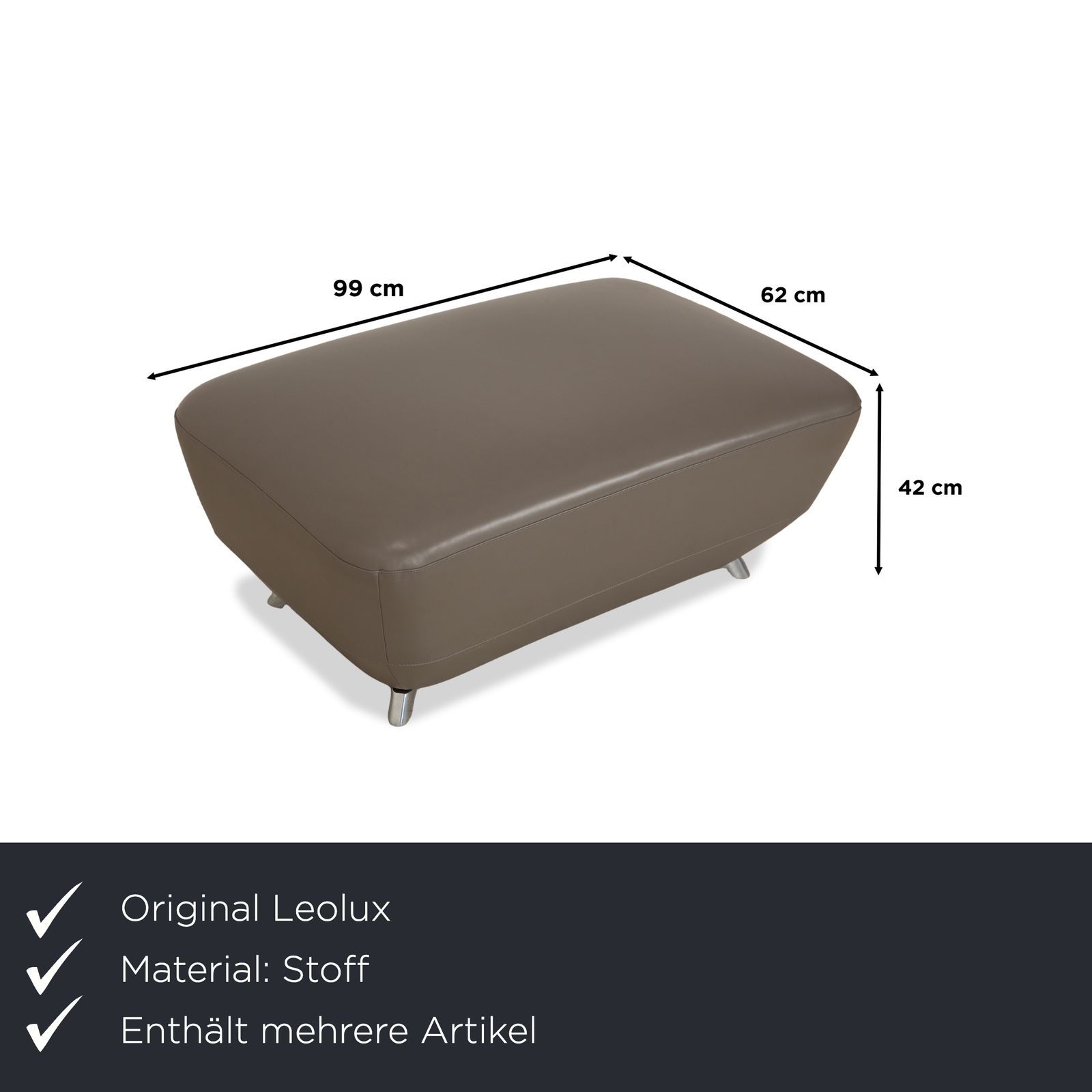 Leolux Daja Fabric Three Seater Grey Leather Sofa photo for sale