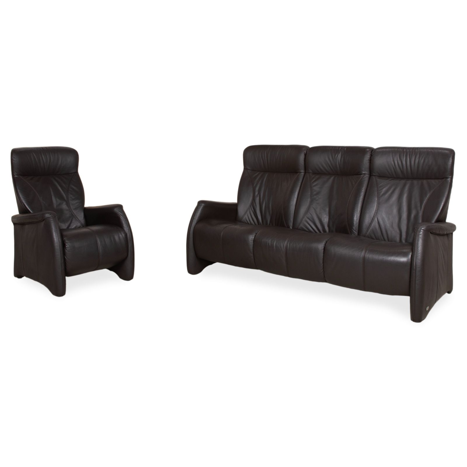 Himolla Set 4571 Cumuly Leren Driezitsbank Fauteuil Antraciet Grijs Couch Manuele Functie Relaxfunctie