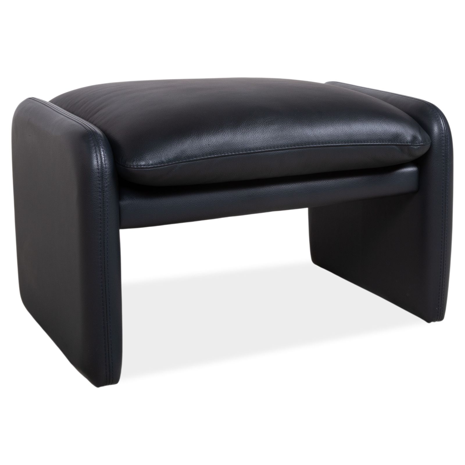 Ensemble Leolux canapé 3 places, canapé 2 places et pouf en cuir bleu foncé photo buy