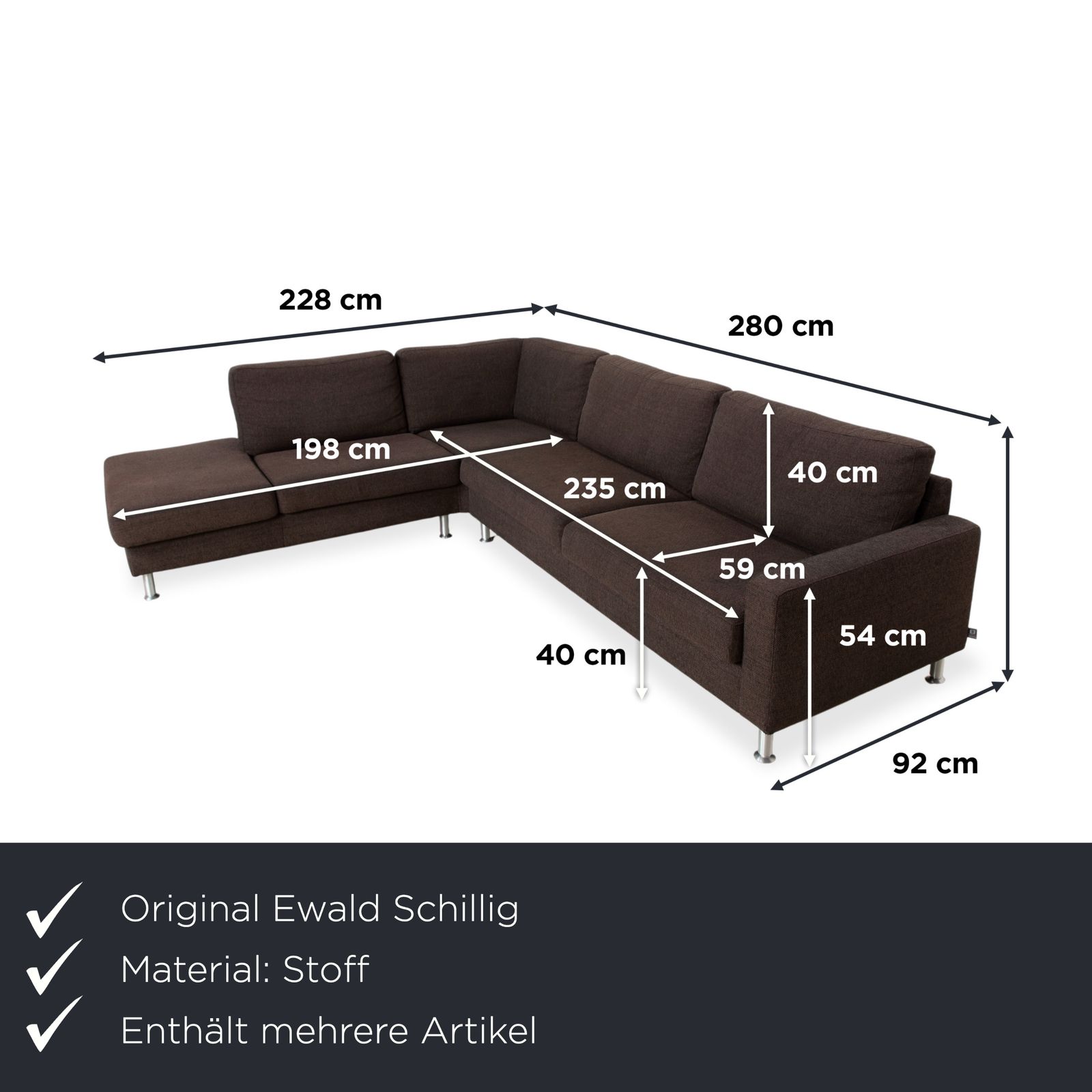 Ewald Schillig Concept Plus Stof Set Hoekbank Bruin Grijs photo furniture