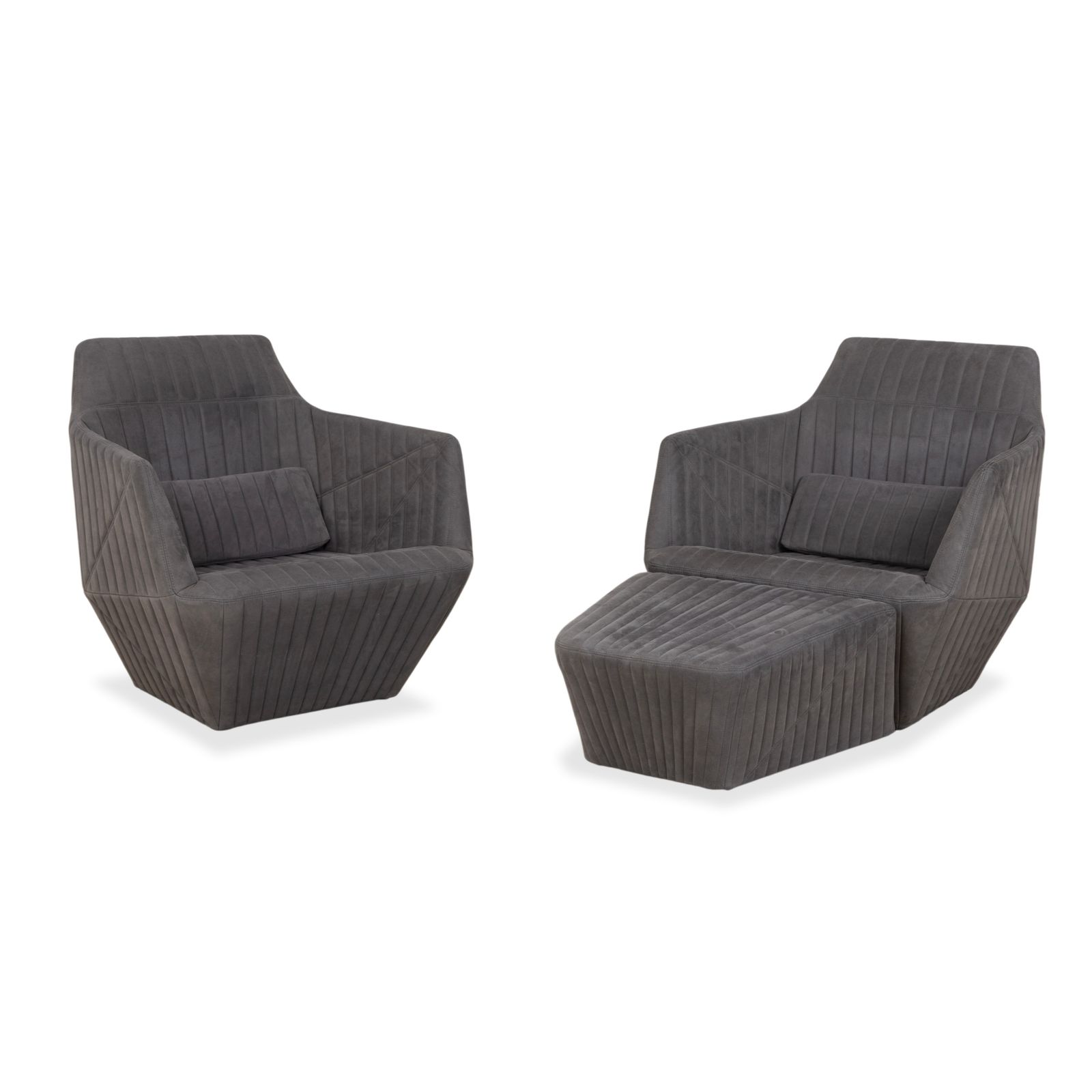 Ligne Roset Facet Fabric 2x Fauteuils En Set, Grijs