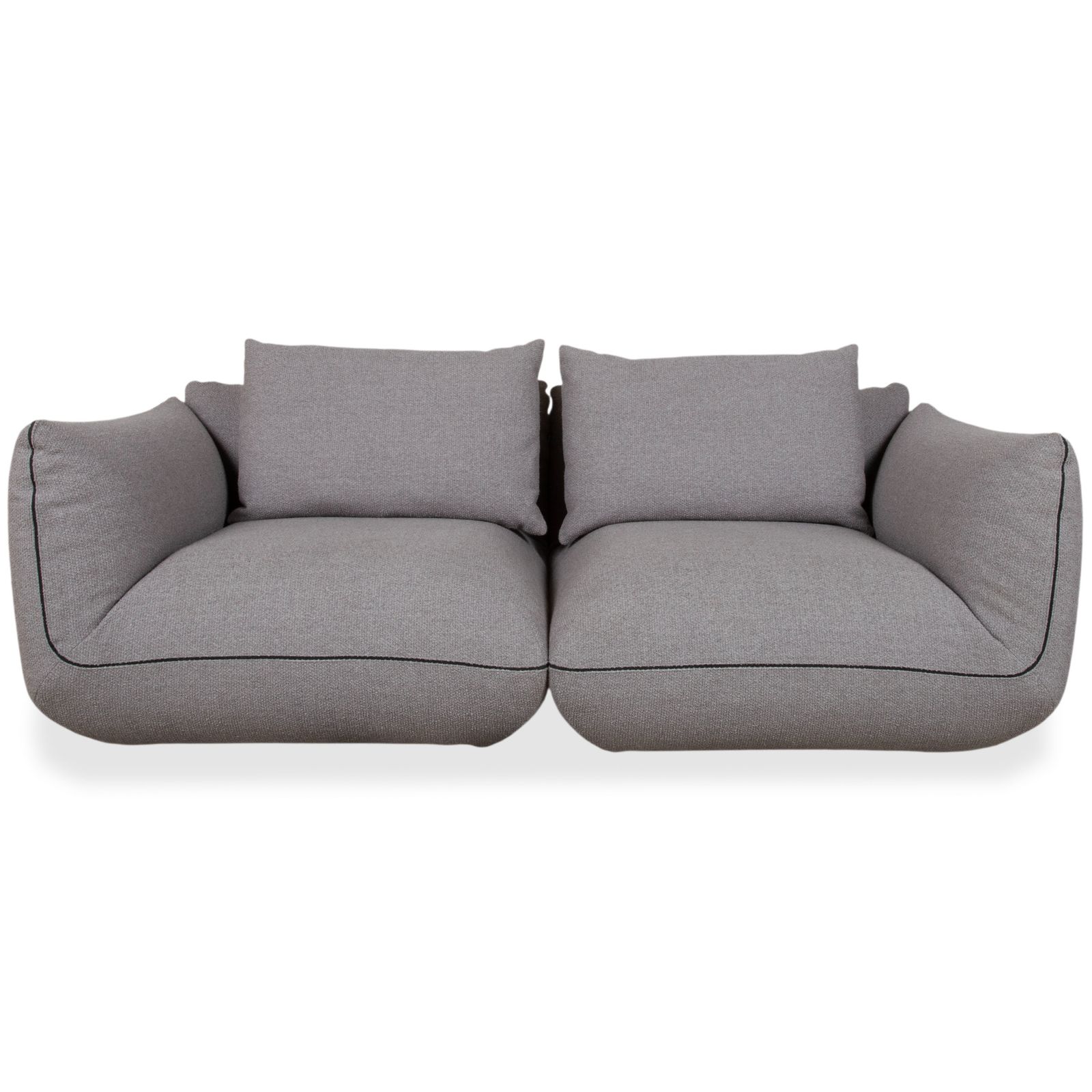 Canapé 2 places et pouf Cor Jalis en tissu gris photo Mobilier