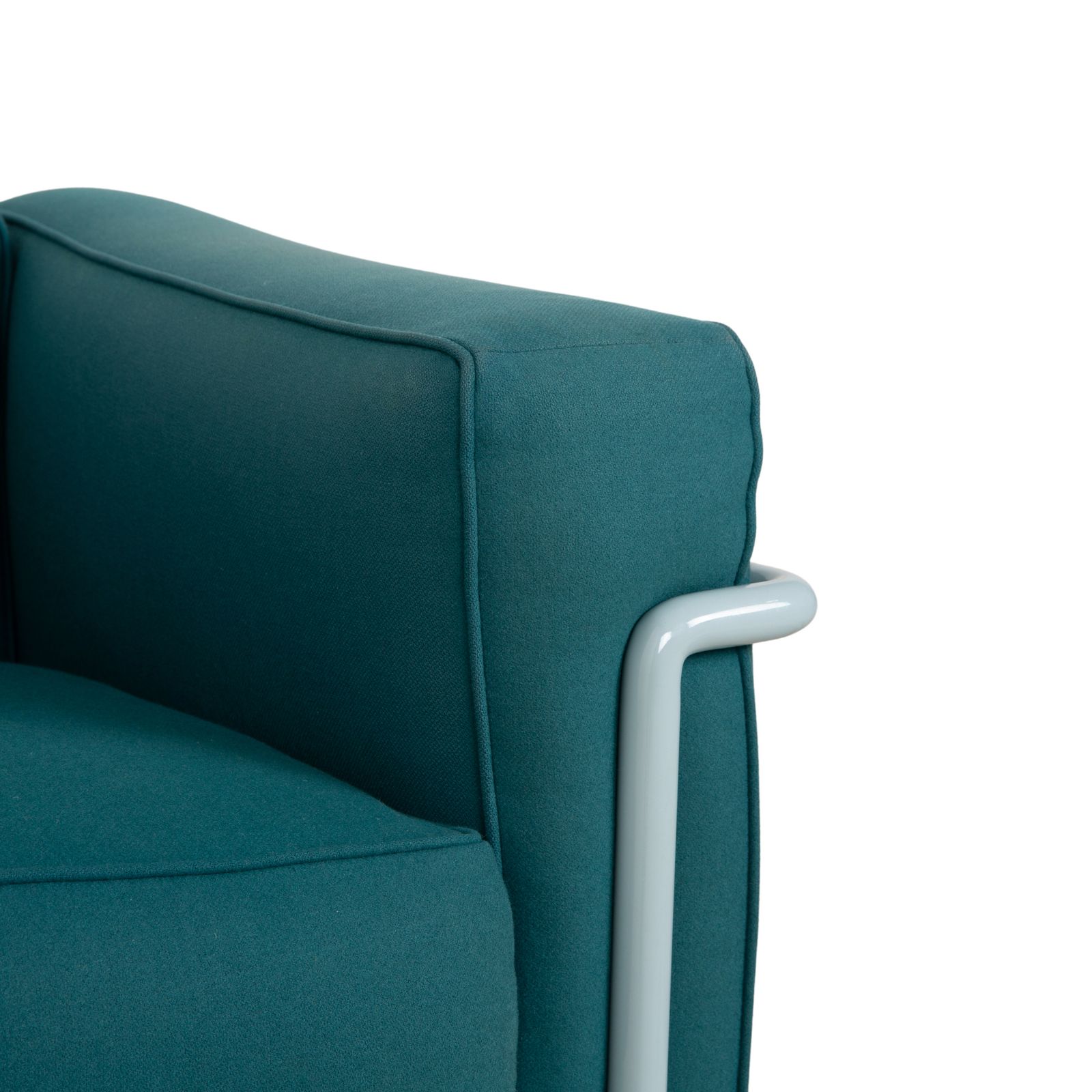 Fauteuil Cassina Le Corbusier LC 2 en tissu bleu pétrole, Bauhaus photo Mobilier