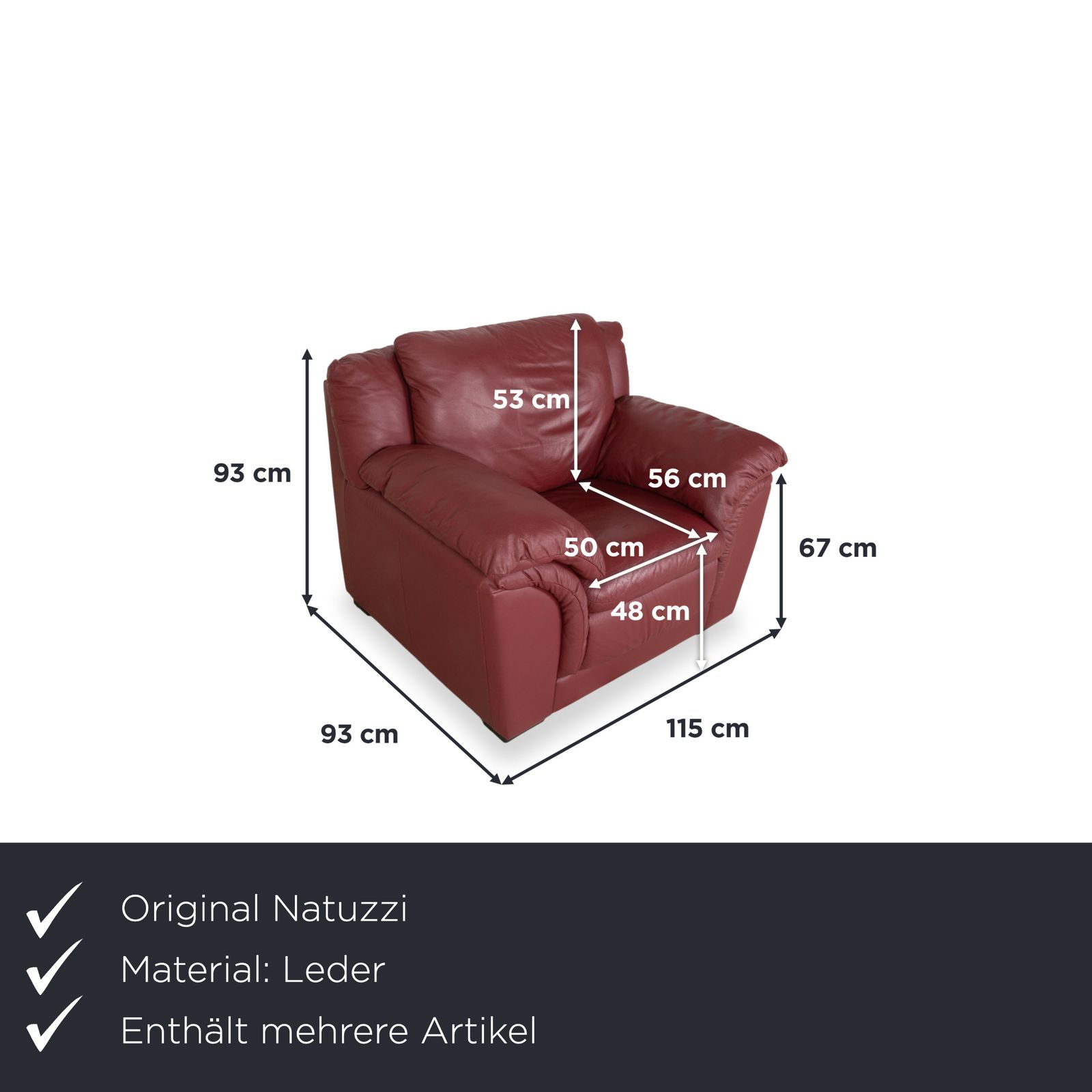 Ensemble de 2 fauteuils en cuir rouge Natuzzi photo furniture