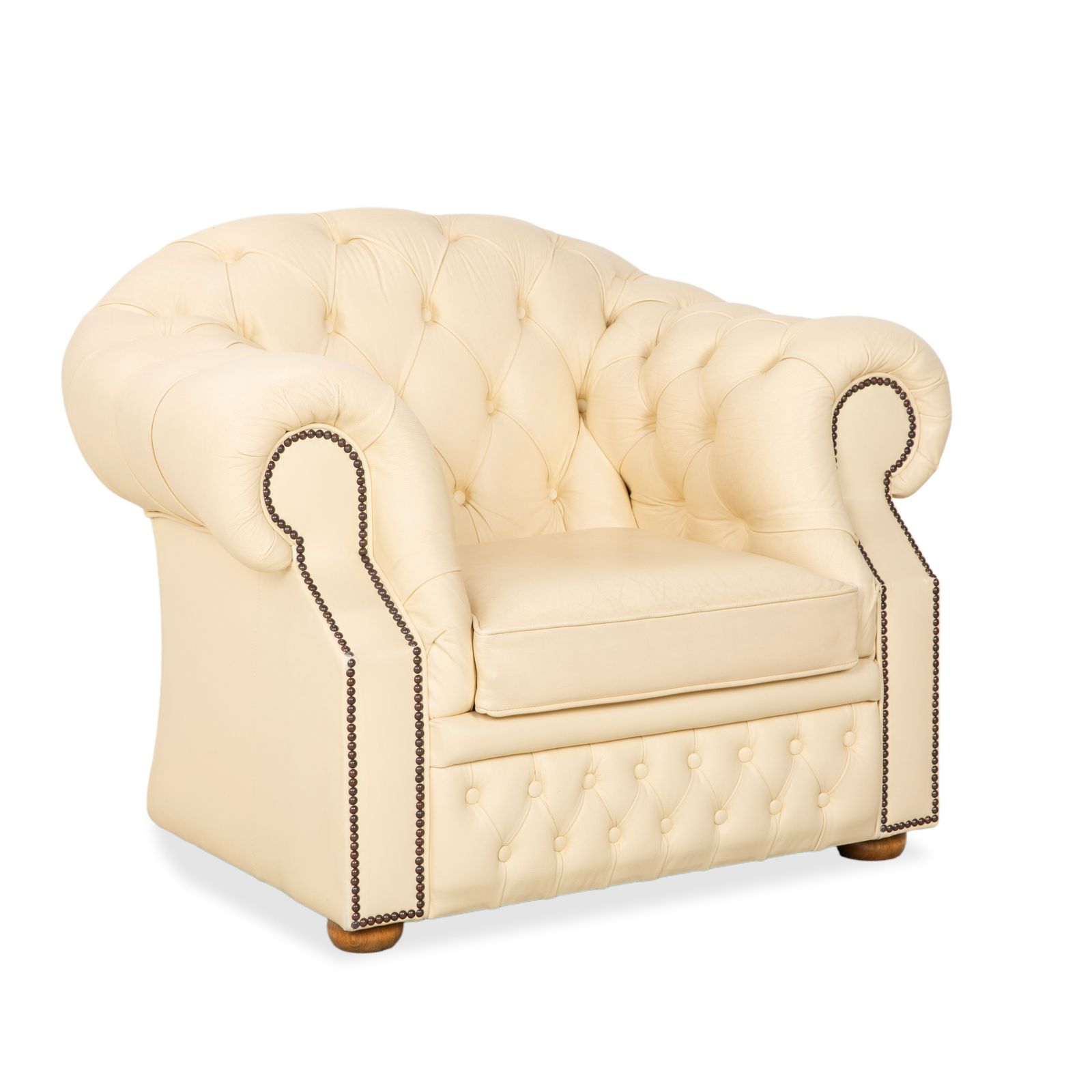 Chesterfield Centurion Leather Armchair Cream Vintage photo for sale