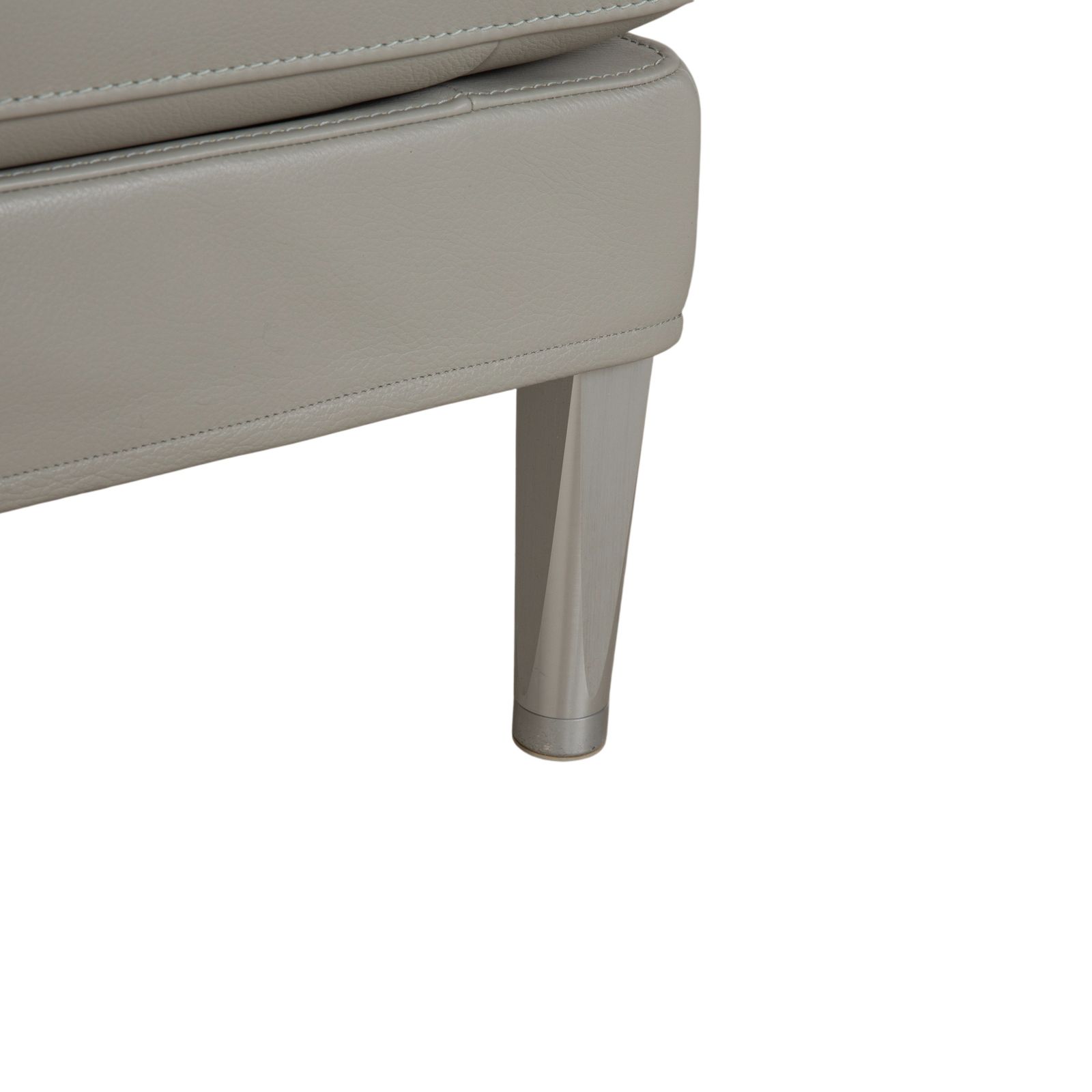 photo furniture Fsm Clarus Leather Three Seater Ottoman Grey Pebble Couch Manual Function