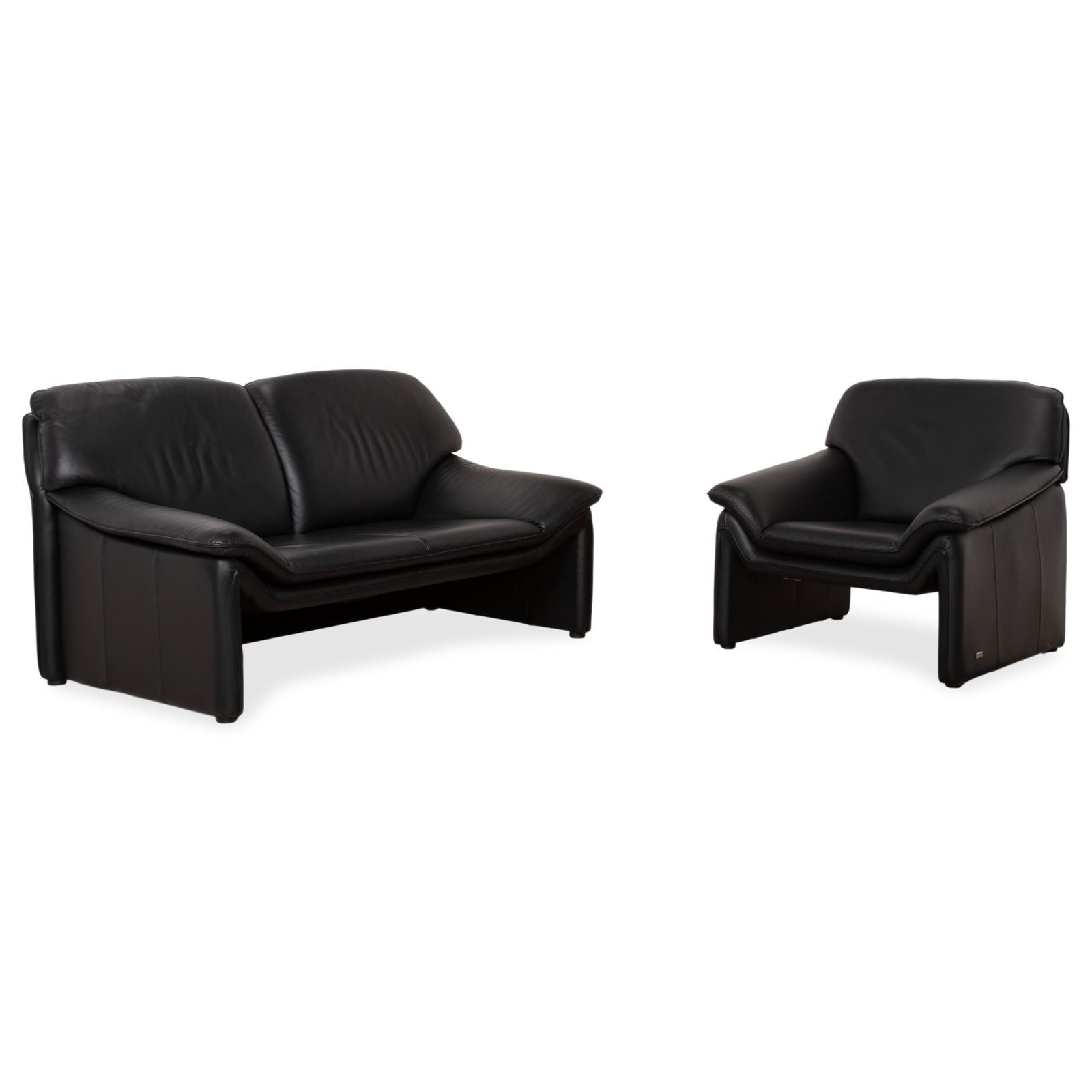 Lauuser Atlanta Set Leer Tweezitter En Fauteuil Zwart