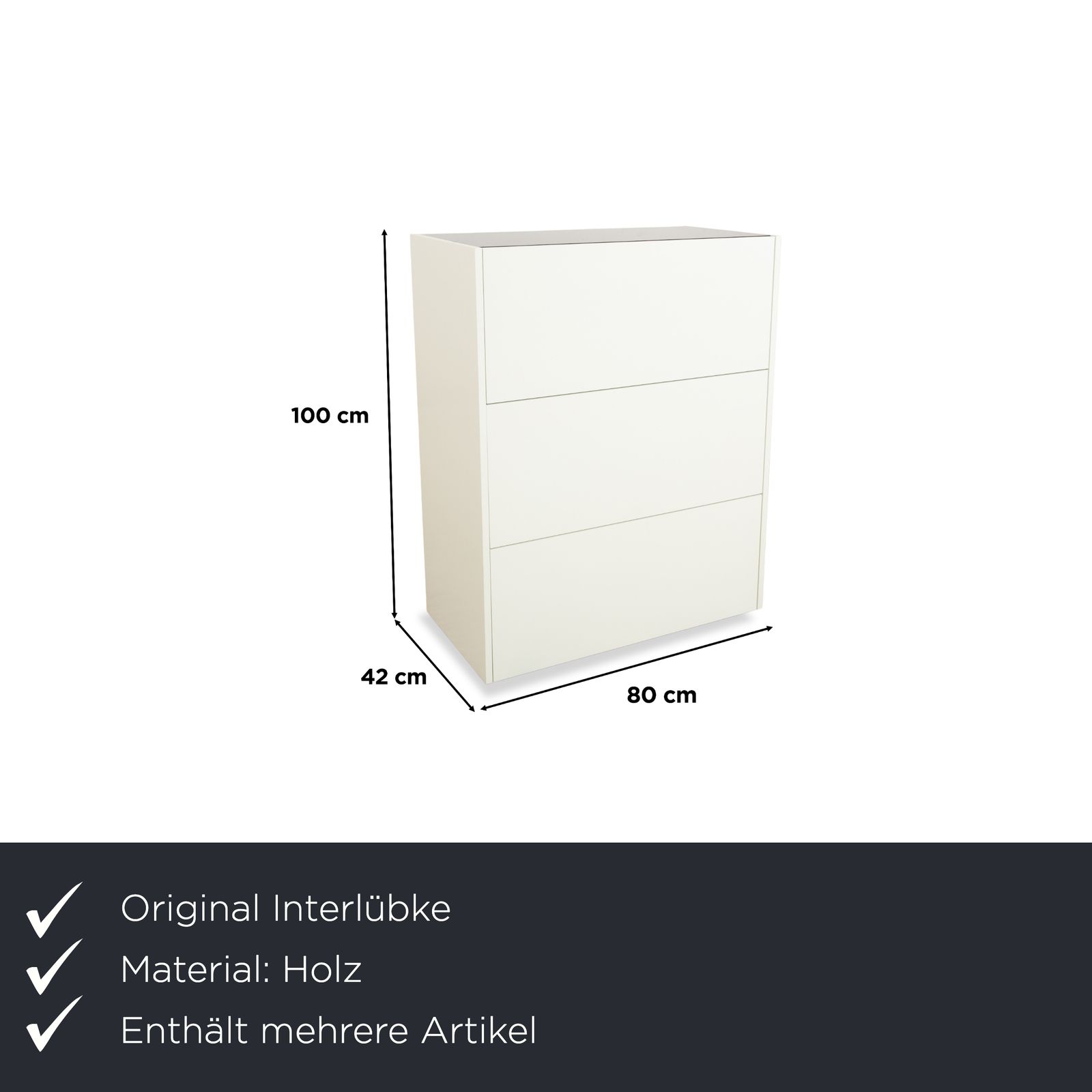 Interlübke Cube 2x Sideboard Wood White photo for sale