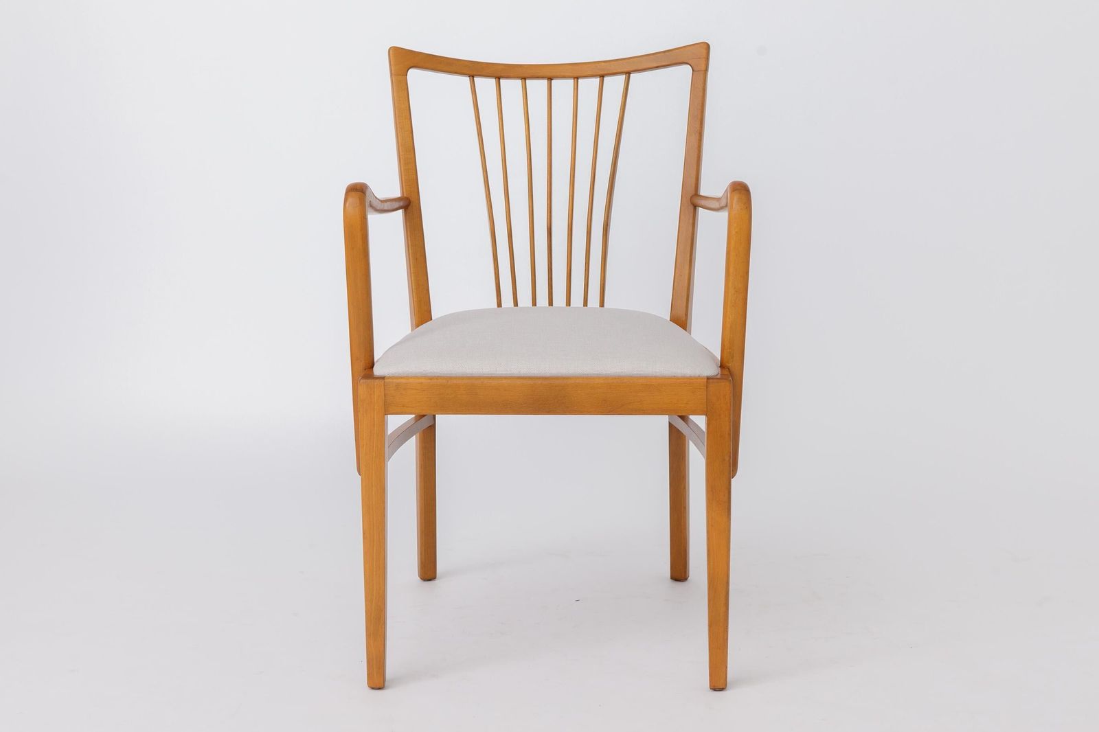 Vintage 1950s German Armchair | Solid Beech Wood | Newly Upholstered Chair