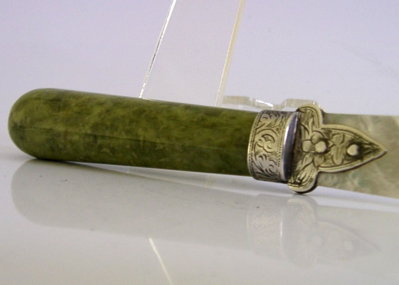 Sterling zilveren brievenopener met parelmoer en Connemara-marmer, 1905 photo Woonaccessoires