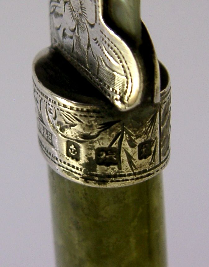 Sterling zilveren brievenopener met parelmoer en Connemara-marmer, 1905 photo buy