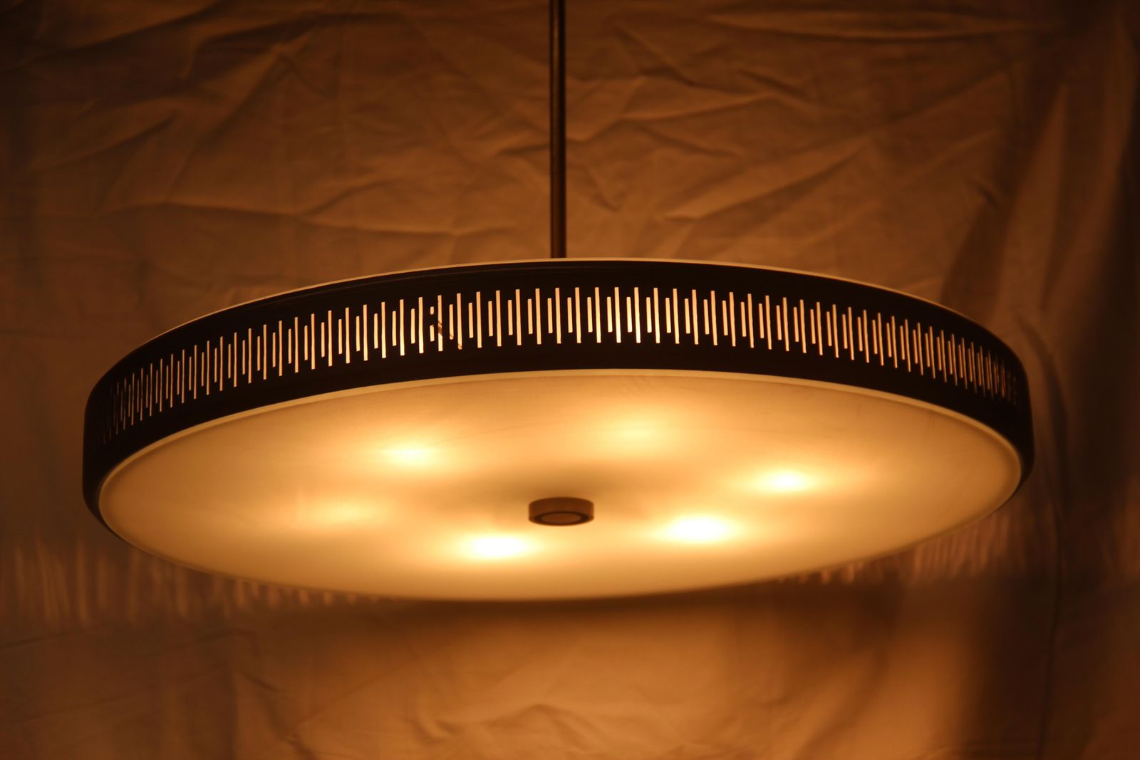 Midcentury Black Round Chandelier Gold Glass White Stilnovo Italian Design, 1950 photo furniture