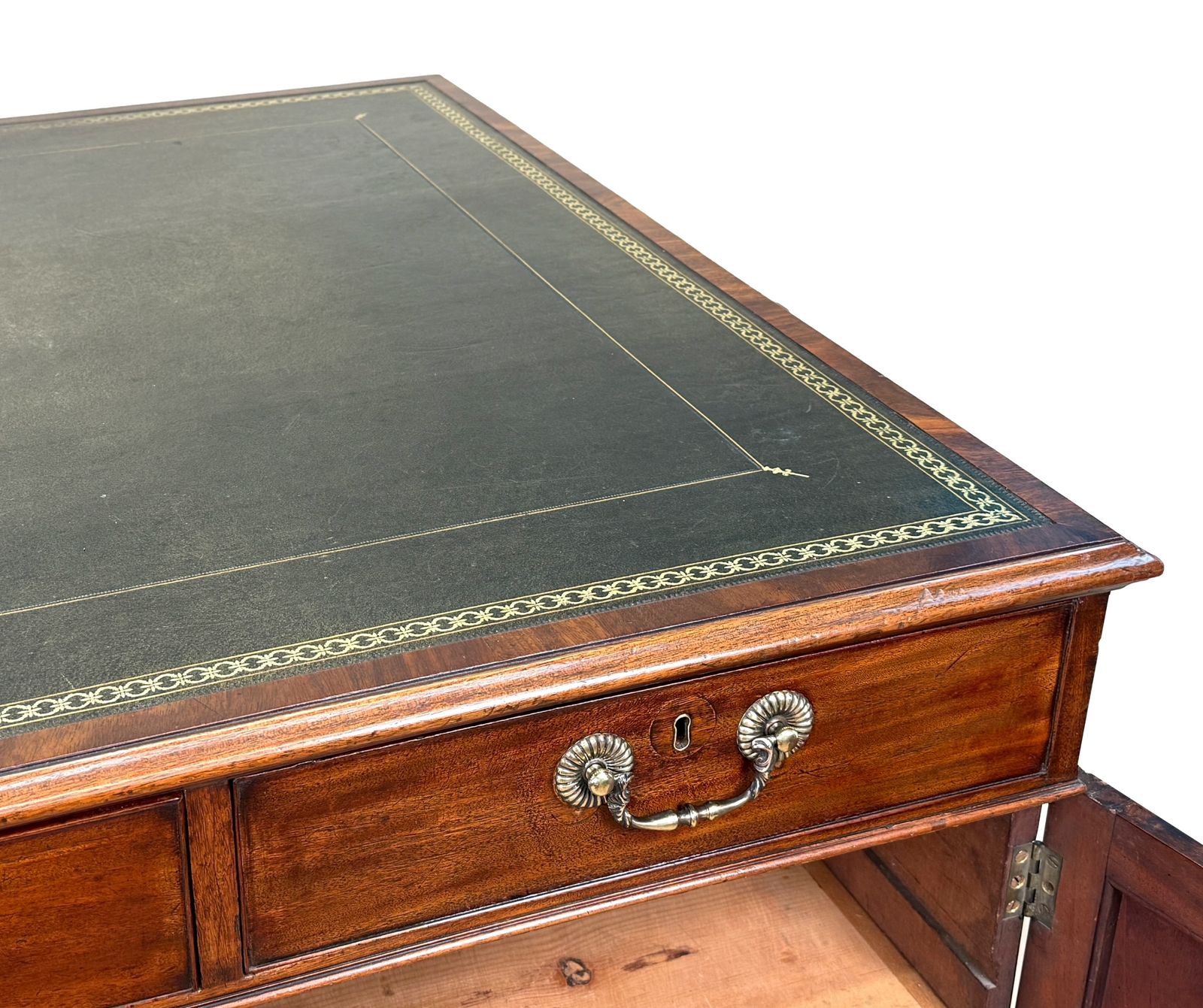 Meubels 18e-eeuws Georgisch Mahonie Pedestal Partners Bureau, Chippendale Periode (Engeland, ca. 1770) photo