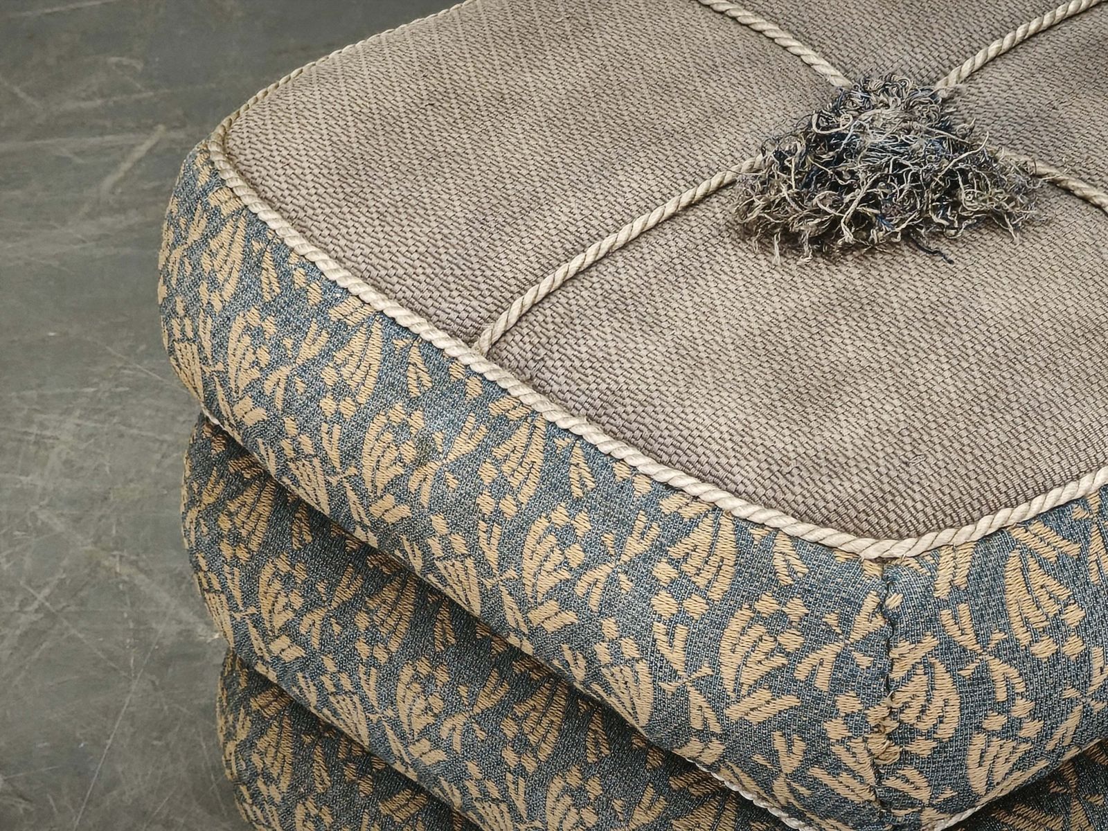 Furniture 1930s Czech Art Deco Walnut Upholstered Footstool Ottoman photo