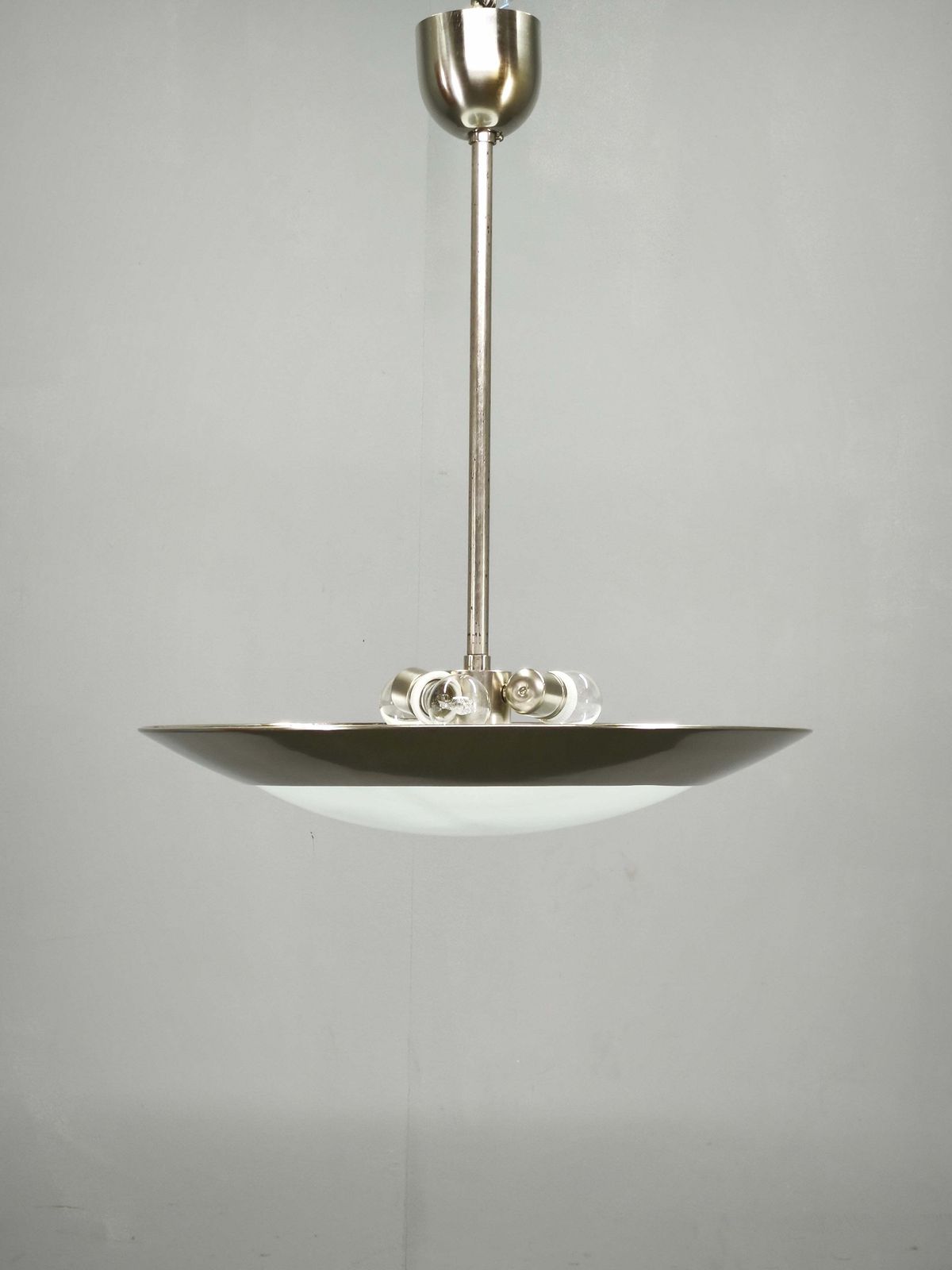Bauhaus chromen en glazen hanglamp uit de jaren 1930, afkomstig uit Tsjecho-Slowakije photo buy
