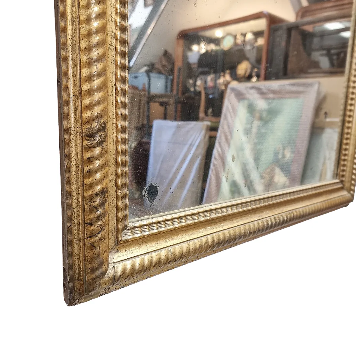 Miroir d'époque français à cadre ondulé doré, fin XIXe siècle photo vinterior