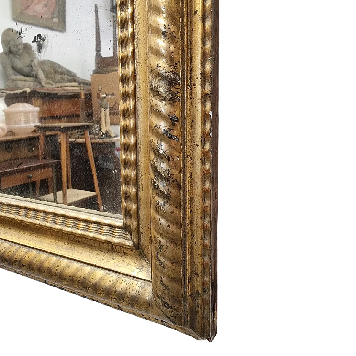 Miroir d'époque français à cadre ondulé doré, fin XIXe siècle photo buy