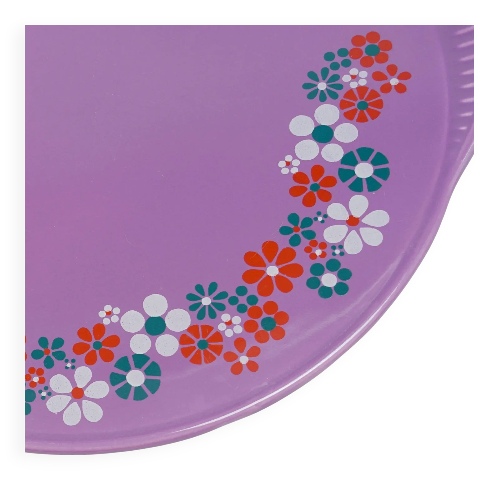 Plat à gâteau Staffel Keramik, glaçure violette à décor floral, années 1970